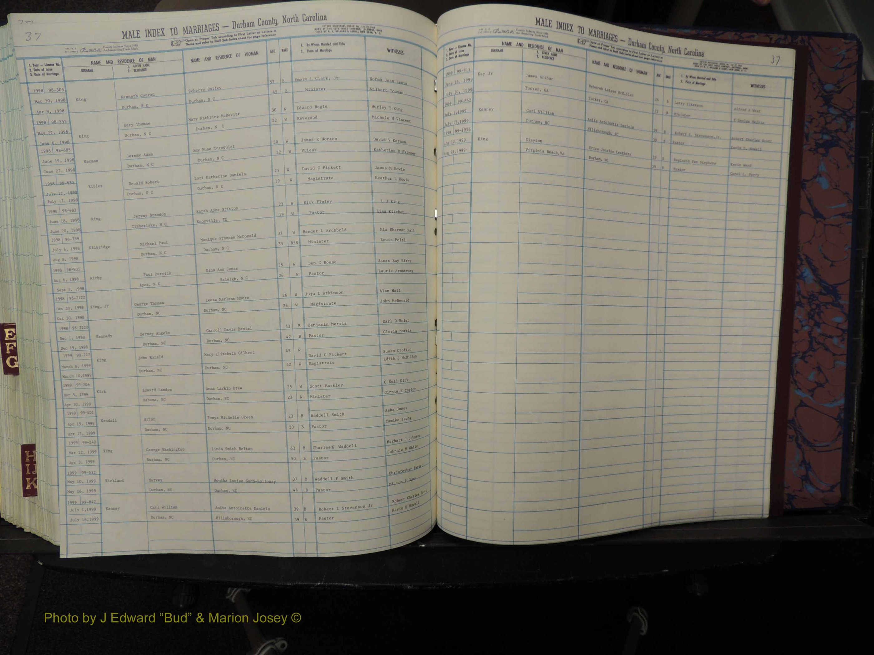 Durham Co, NC, Marriages, Male Index, A-K, 1993-1999 (329).JPG