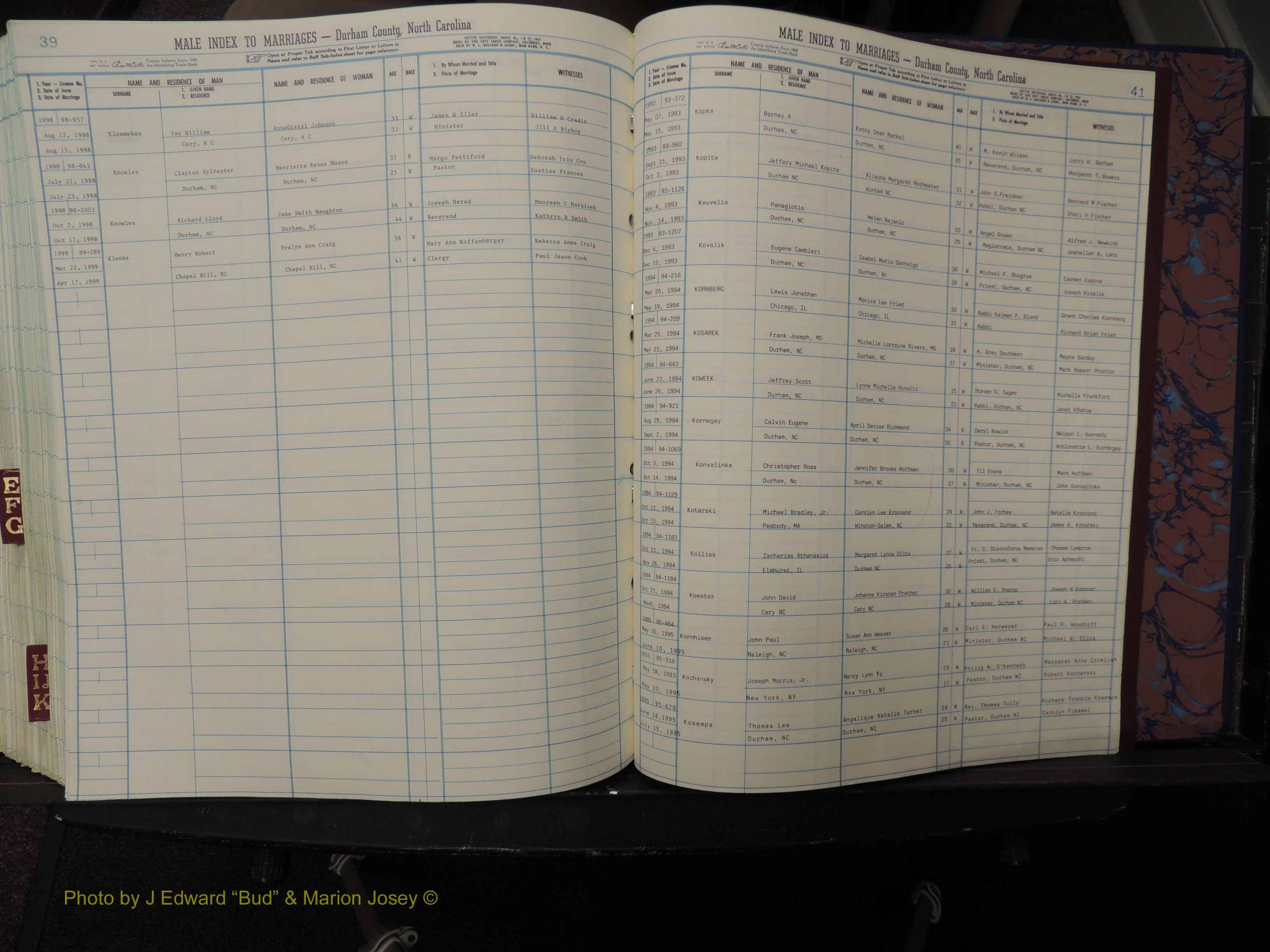 Durham Co, NC, Marriages, Male Index, A-K, 1993-1999 (331).JPG