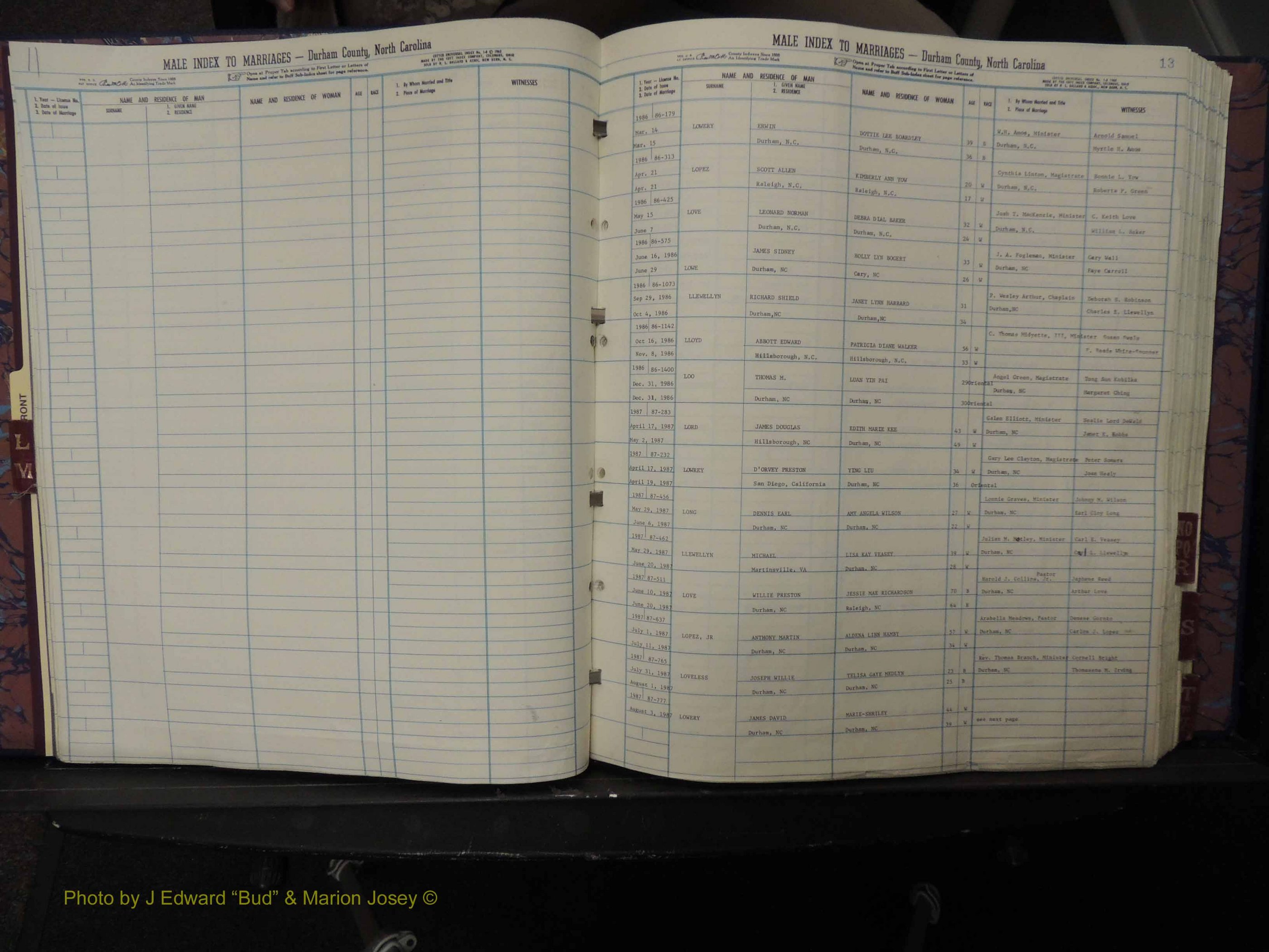 Durham Co, NC, Marriages, Male Index, L-Z, 1986-1992 (115).JPG