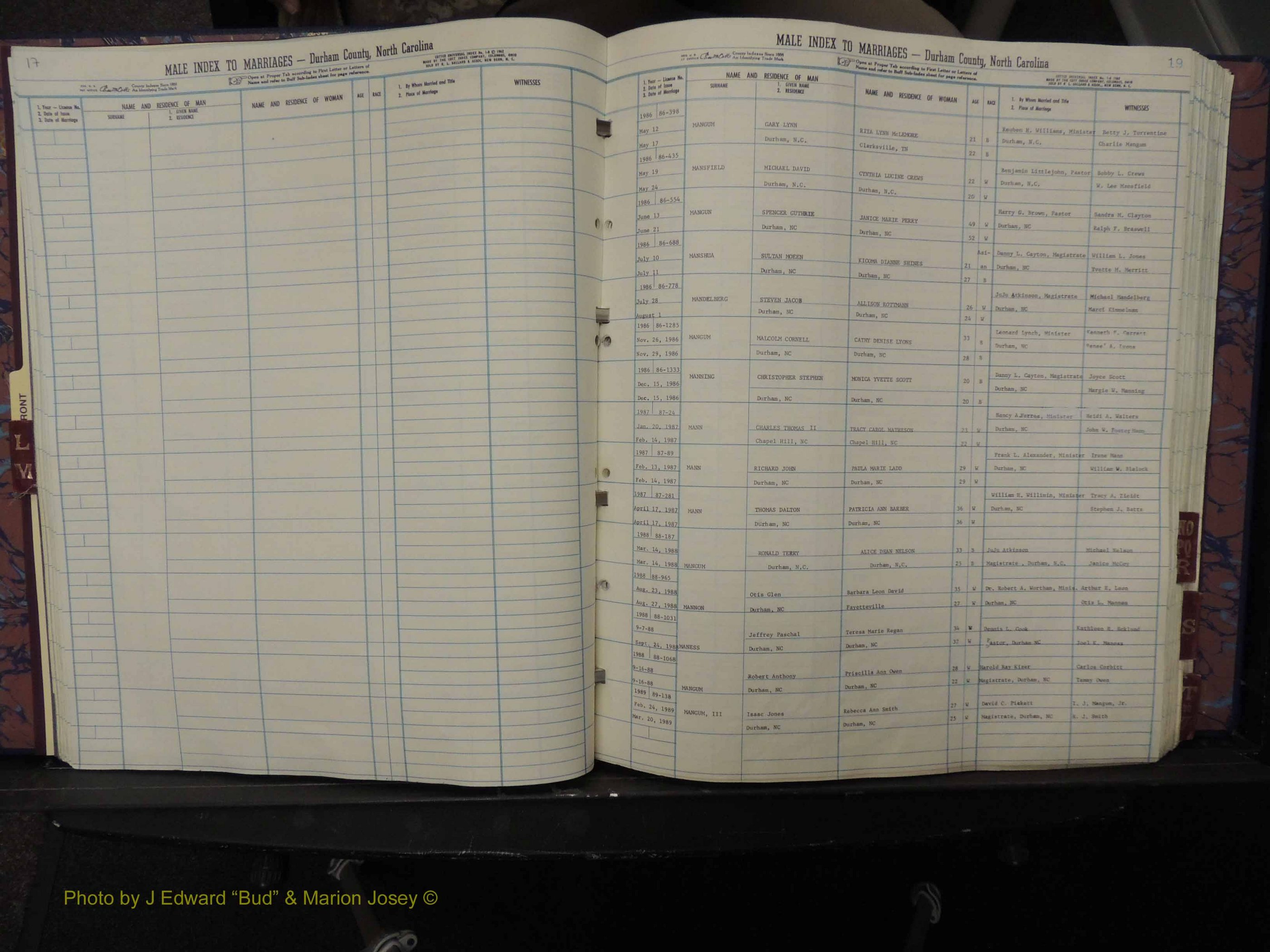 Durham Co, NC, Marriages, Male Index, L-Z, 1986-1992 (122).JPG