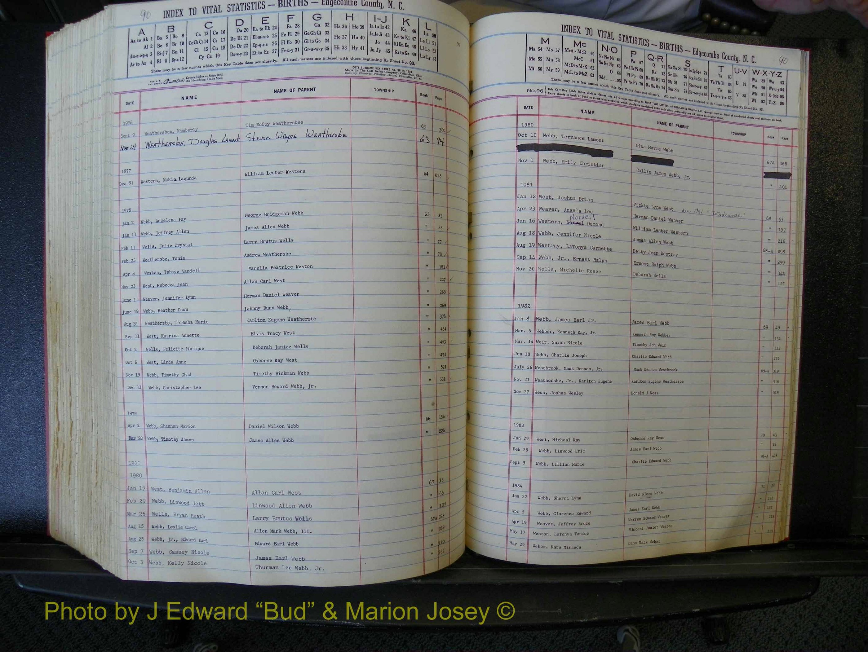 Edgecombe Births, A-Z, 1965-1990 (436).JPG