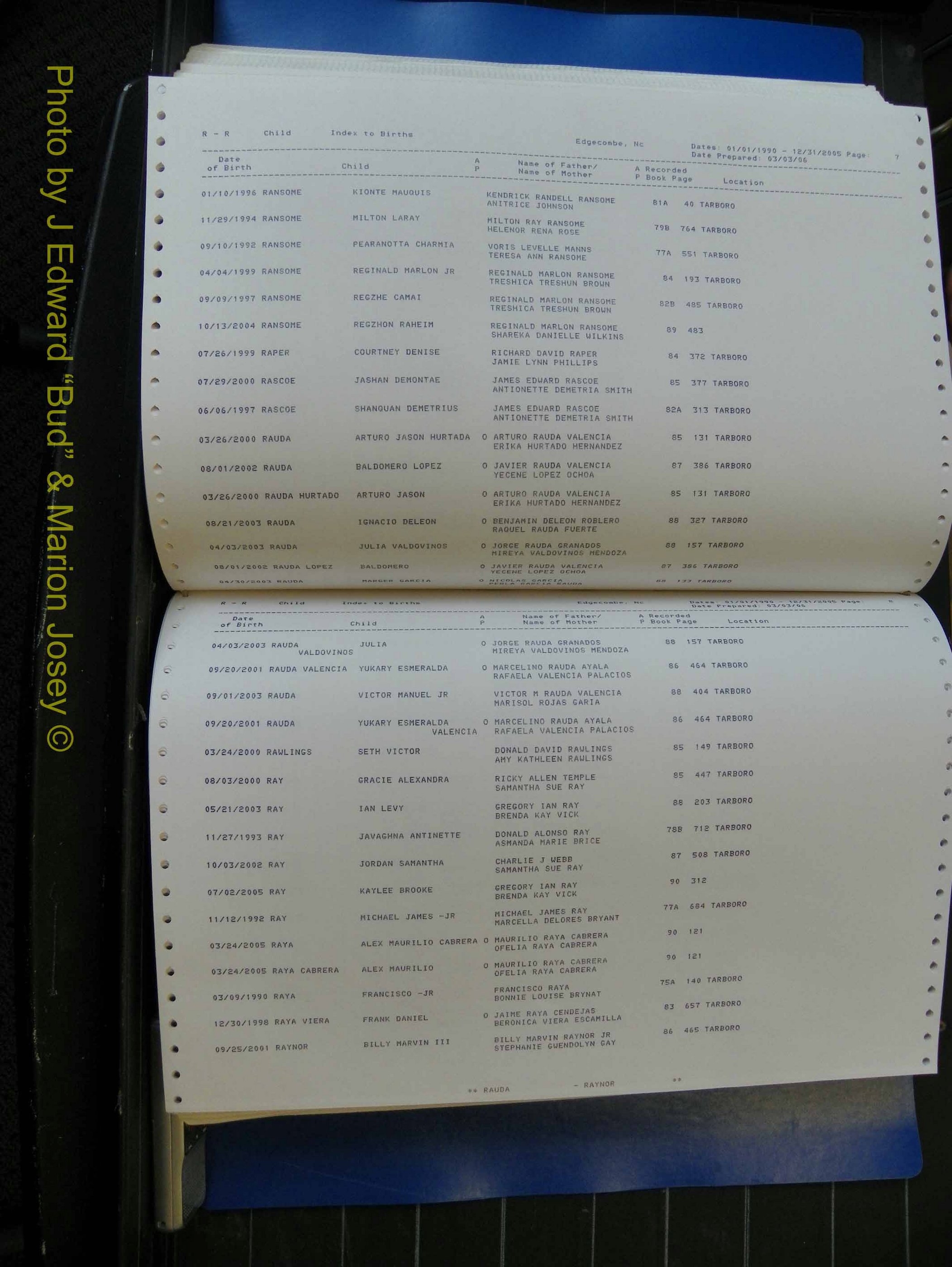 Edgecombe Births, A-Z, 1990-2005 (377).JPG