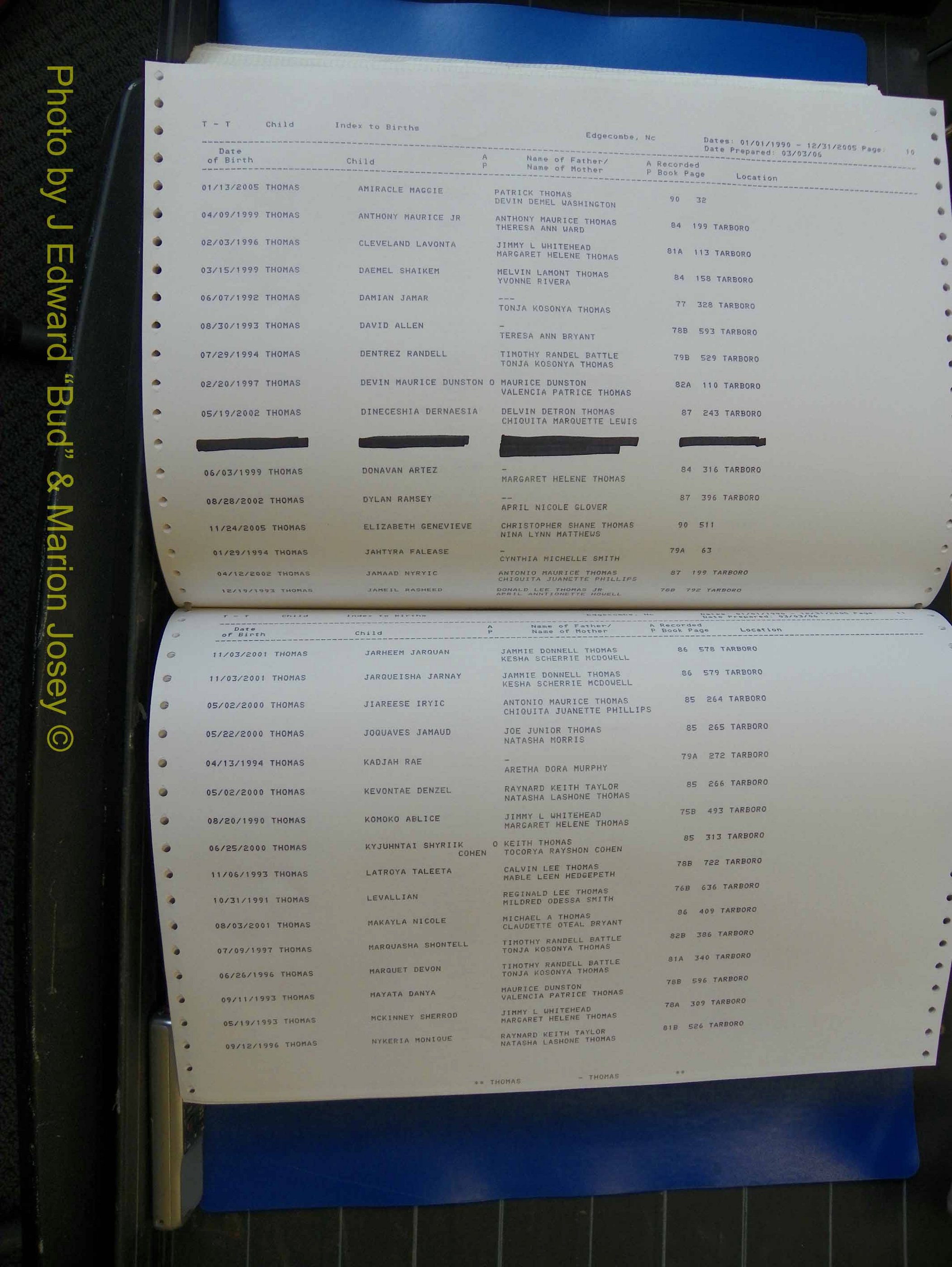 Edgecombe Births, A-Z, 1990-2005 (425).JPG