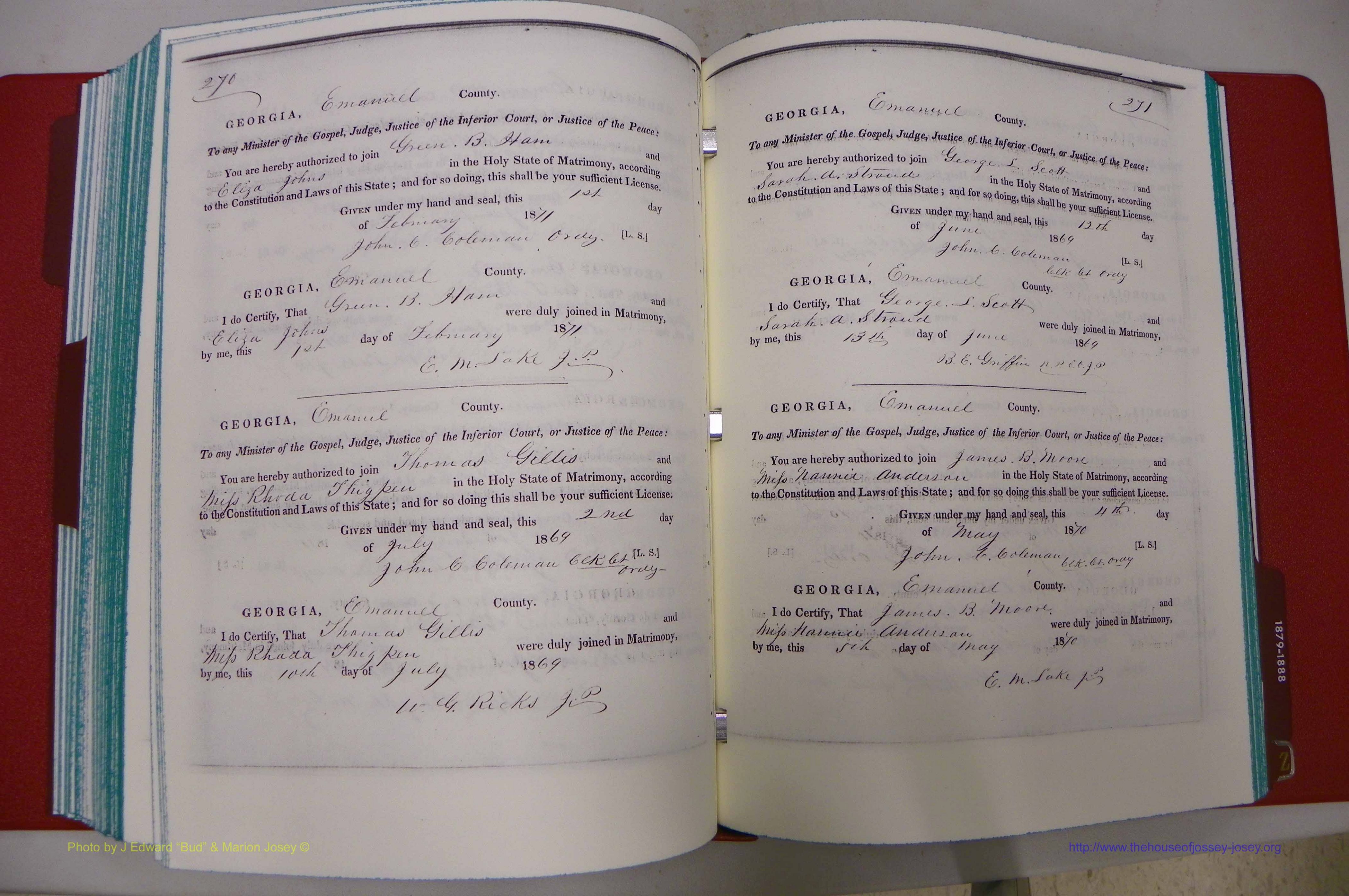Emanuel Co, GA, Marriages Book A, 1817 - 1888, (203).JPG