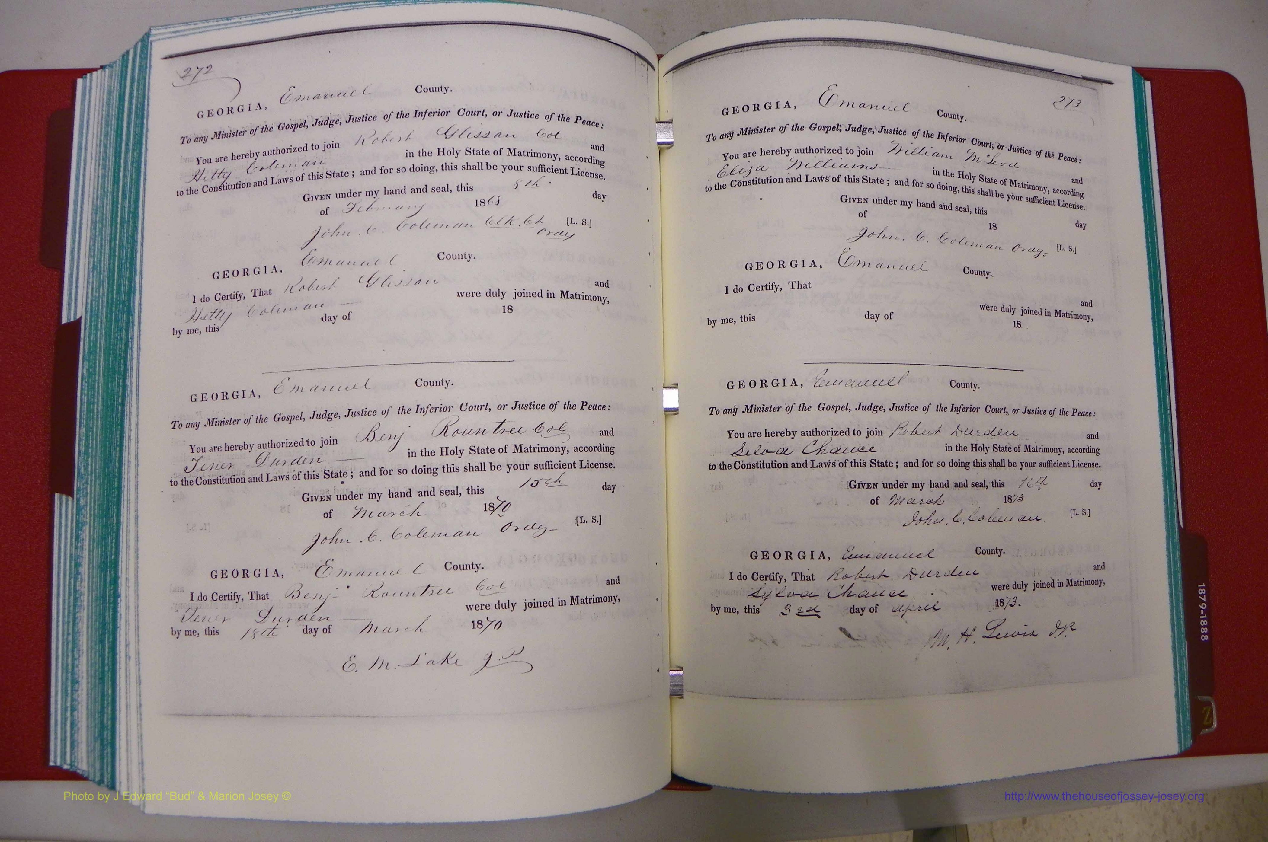 Emanuel Co, GA, Marriages Book A, 1817 - 1888, (204).JPG