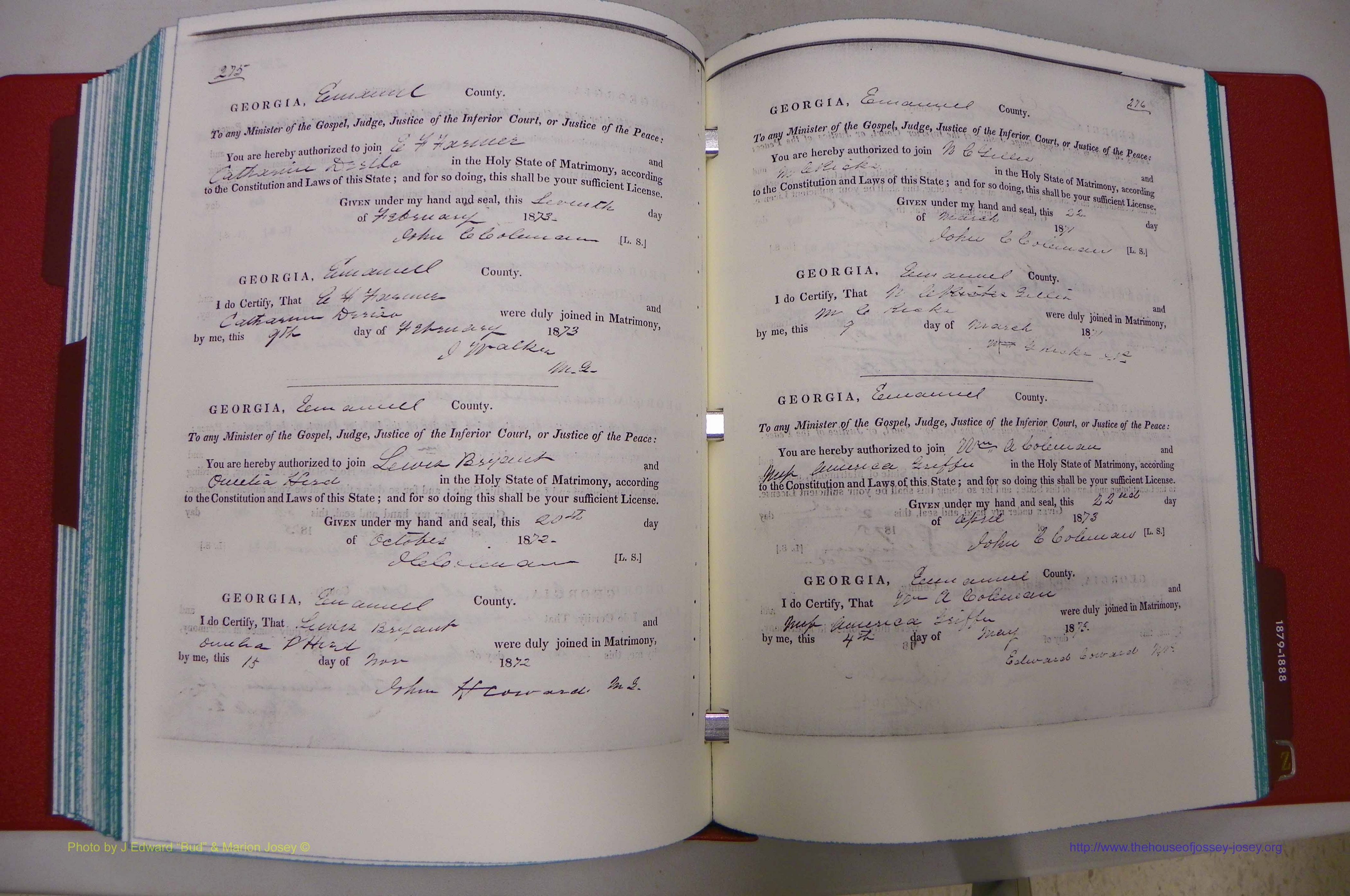 Emanuel Co, GA, Marriages Book A, 1817 - 1888, (206).JPG