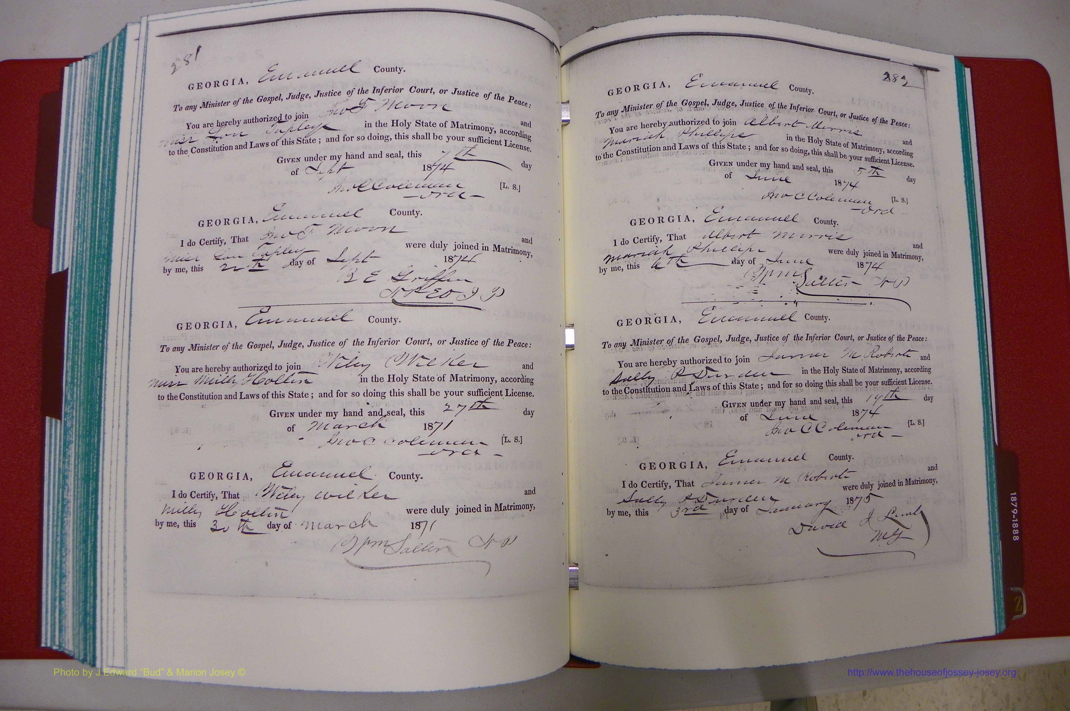 Emanuel Co, GA, Marriages Book A, 1817 - 1888, (209).JPG