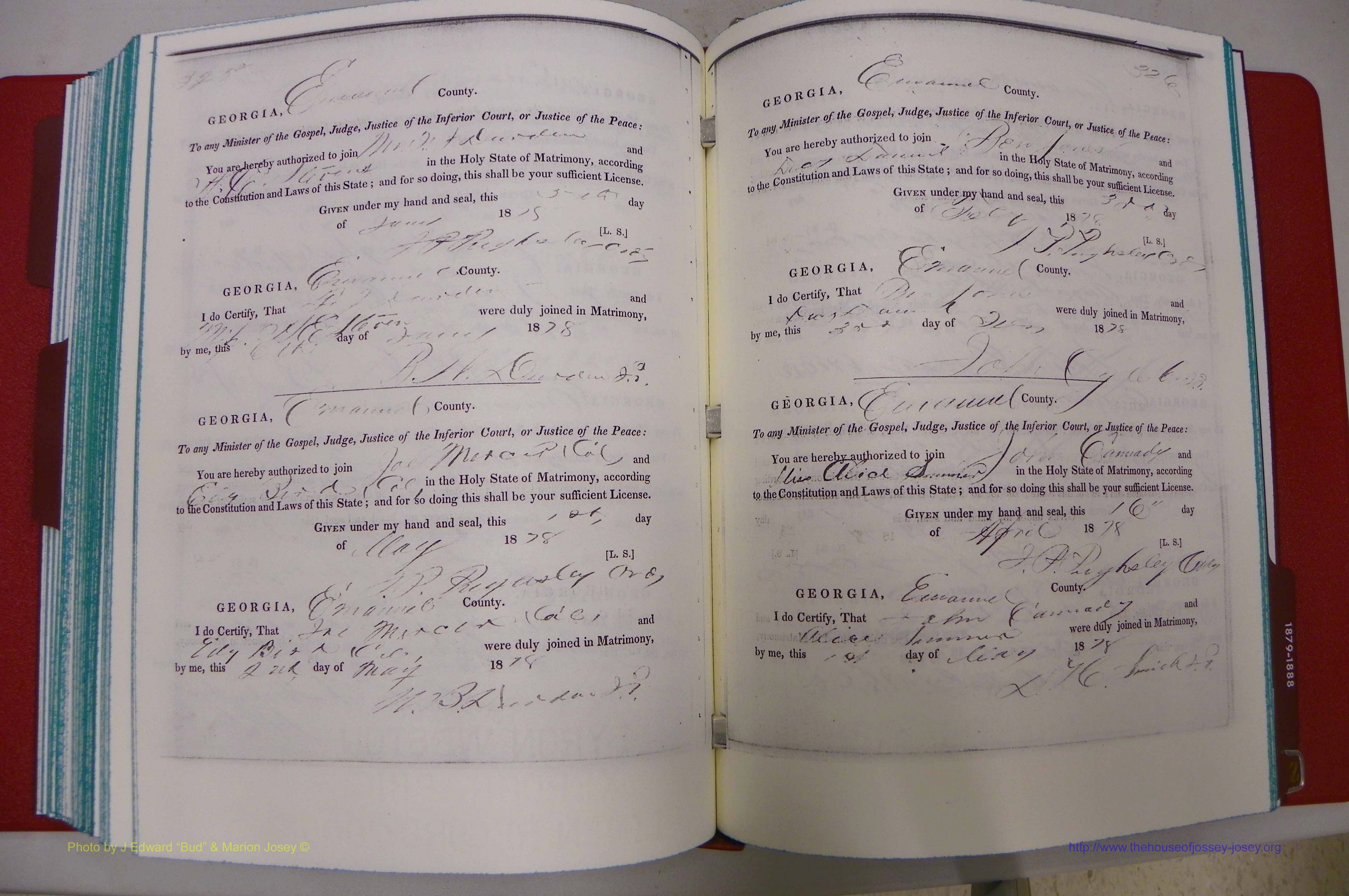 Emanuel Co, GA, Marriages Book A, 1817 - 1888, (231).JPG