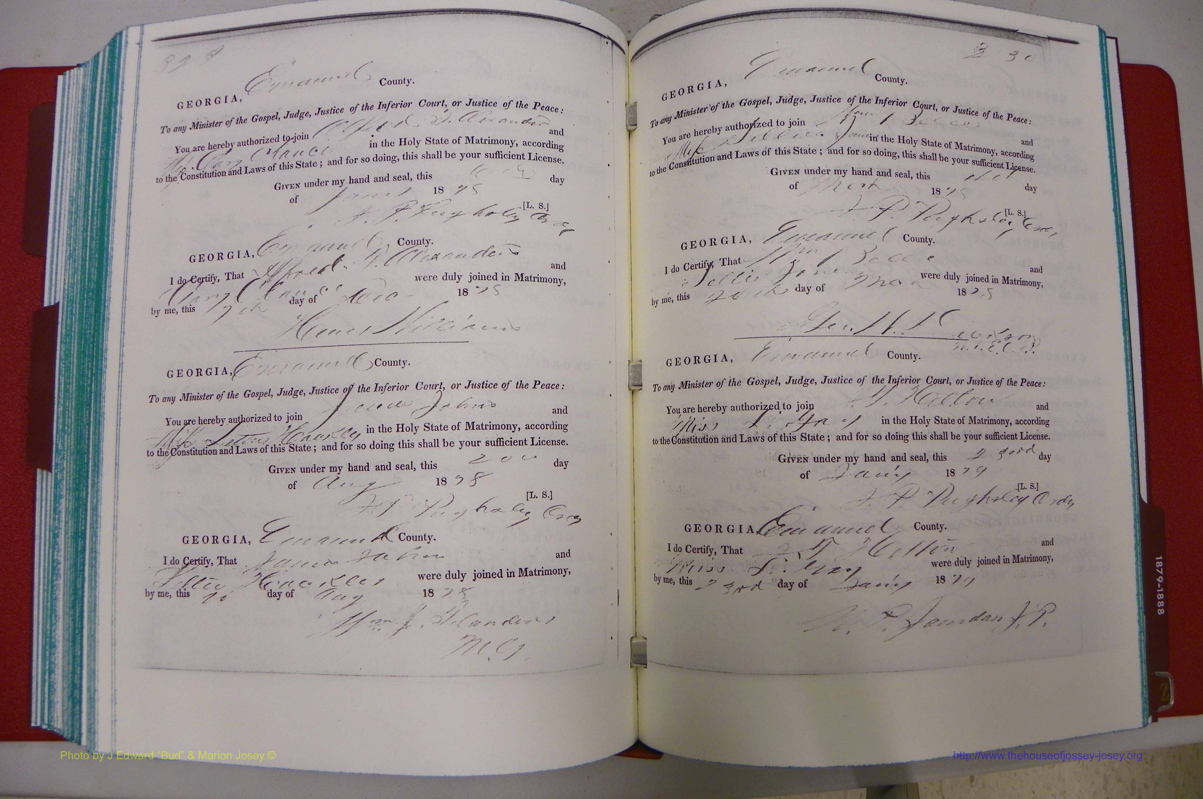 Emanuel Co, GA, Marriages Book A, 1817 - 1888, (233).JPG