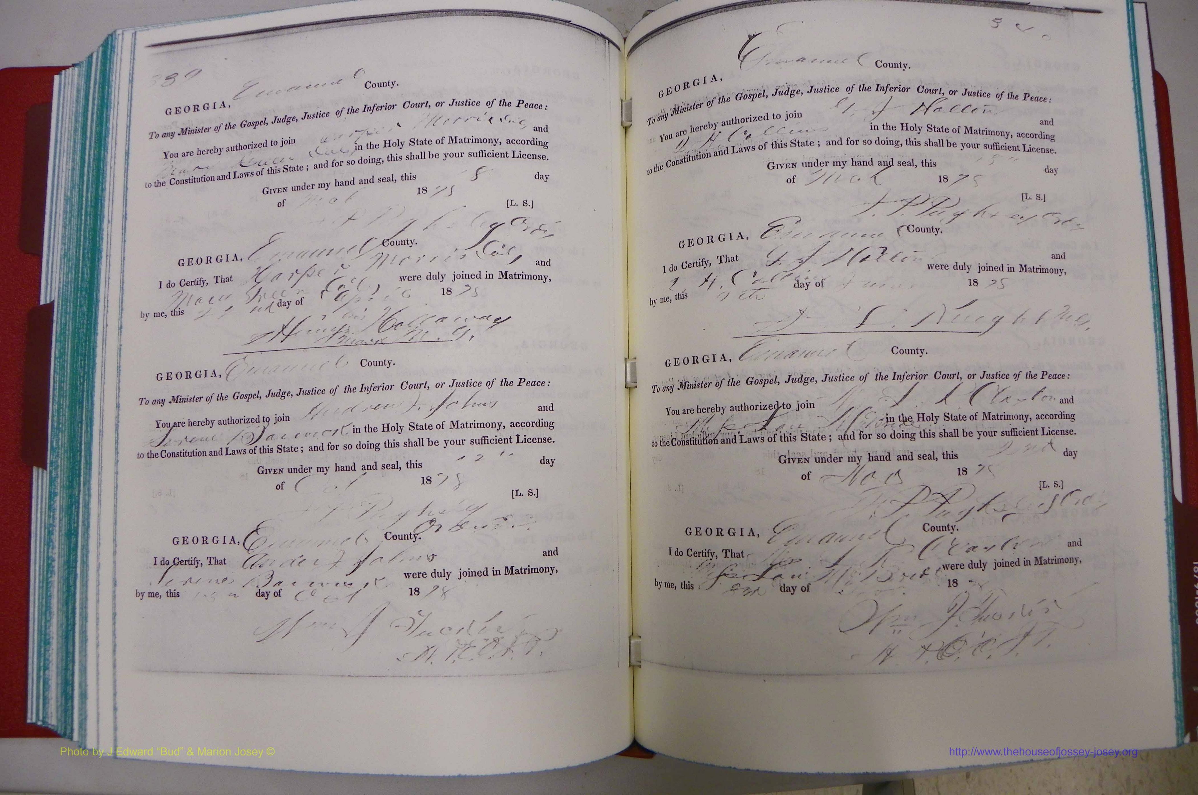 Emanuel Co, GA, Marriages Book A, 1817 - 1888, (238).JPG