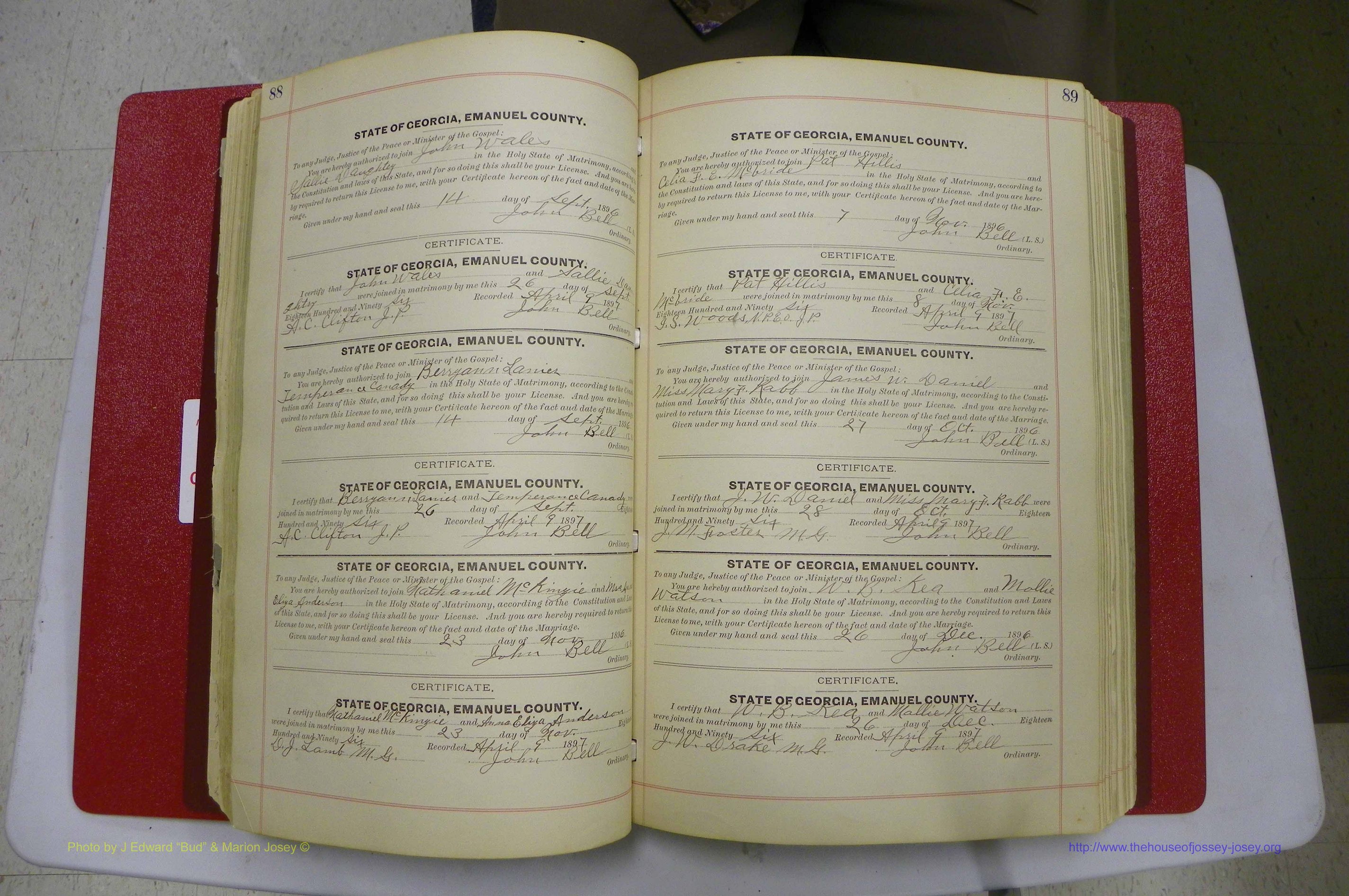 Emanuel Co, GA, Marriages Book C, 1896 - 1903, P 088-089.JPG