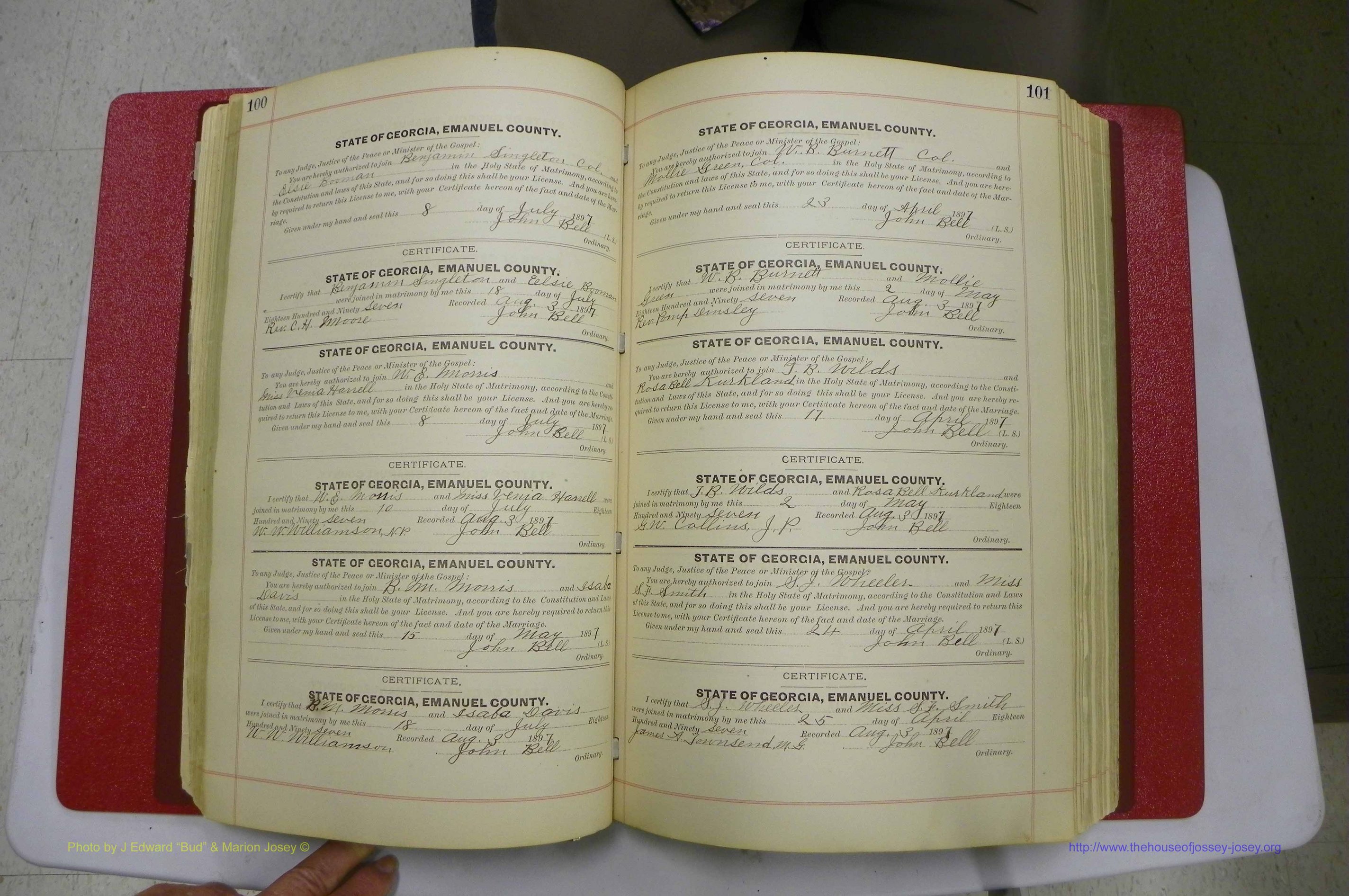 Emanuel Co, GA, Marriages Book C, 1896 - 1903, P 100-101.JPG