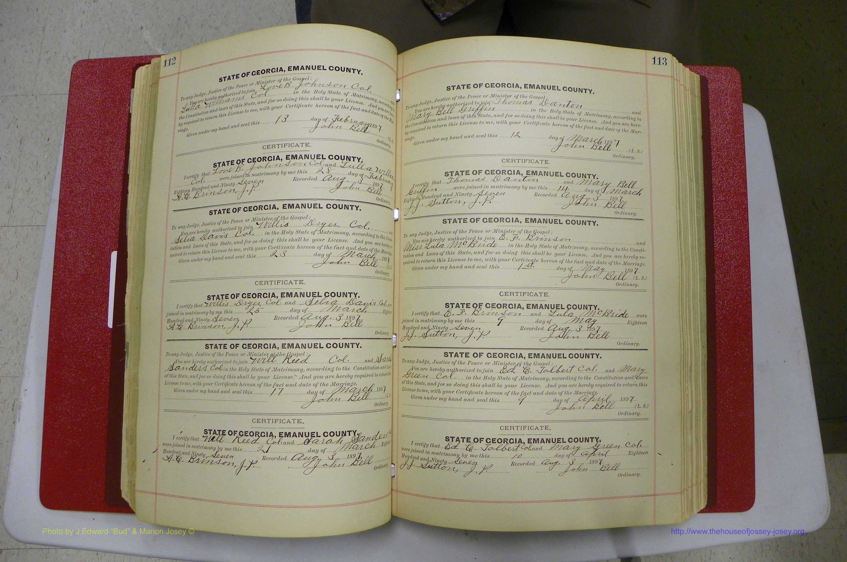 Emanuel Co, GA, Marriages Book C, 1896 - 1903, P 112-113.JPG