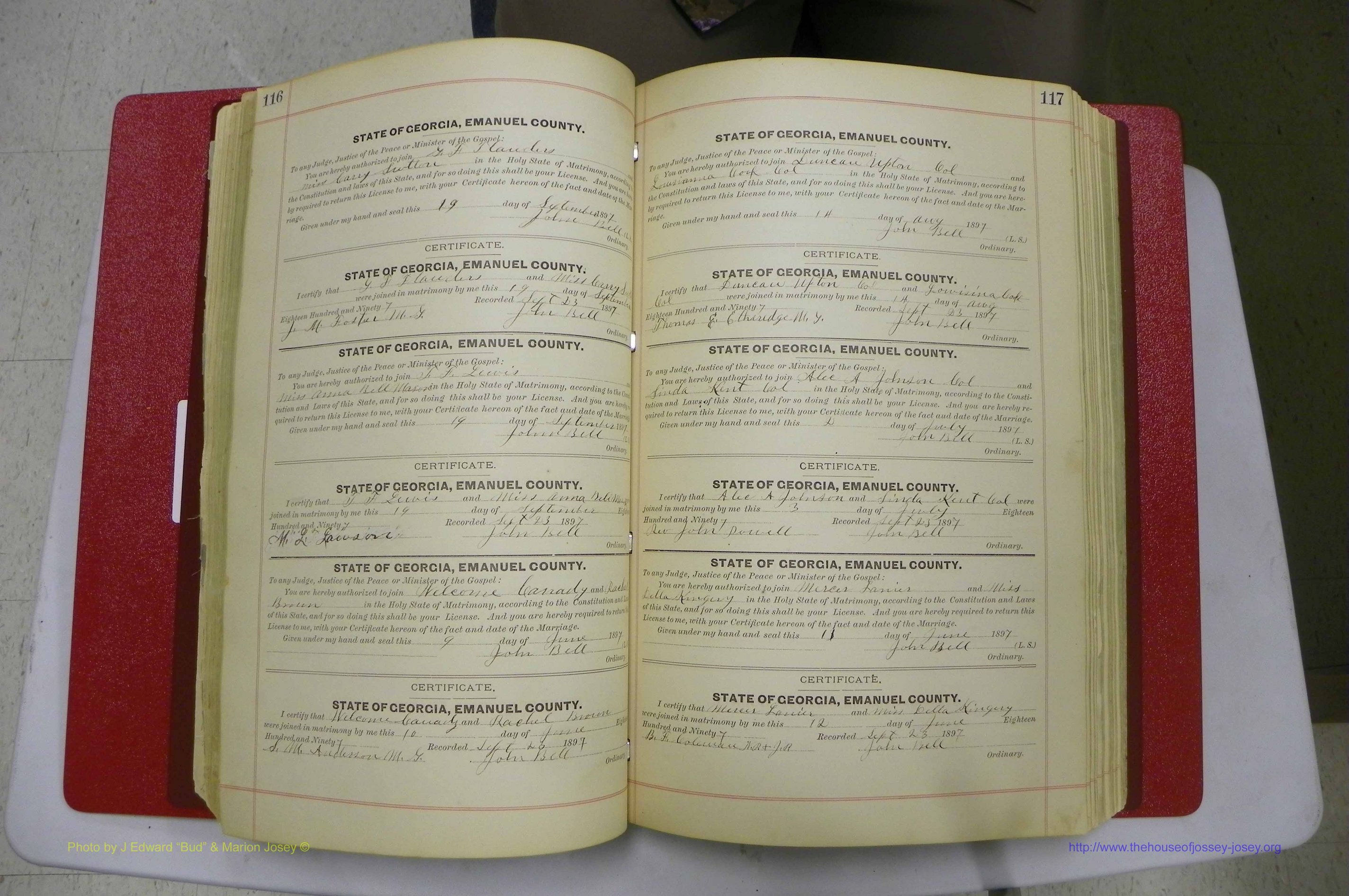 Emanuel Co, GA, Marriages Book C, 1896 - 1903, P 116-117.JPG