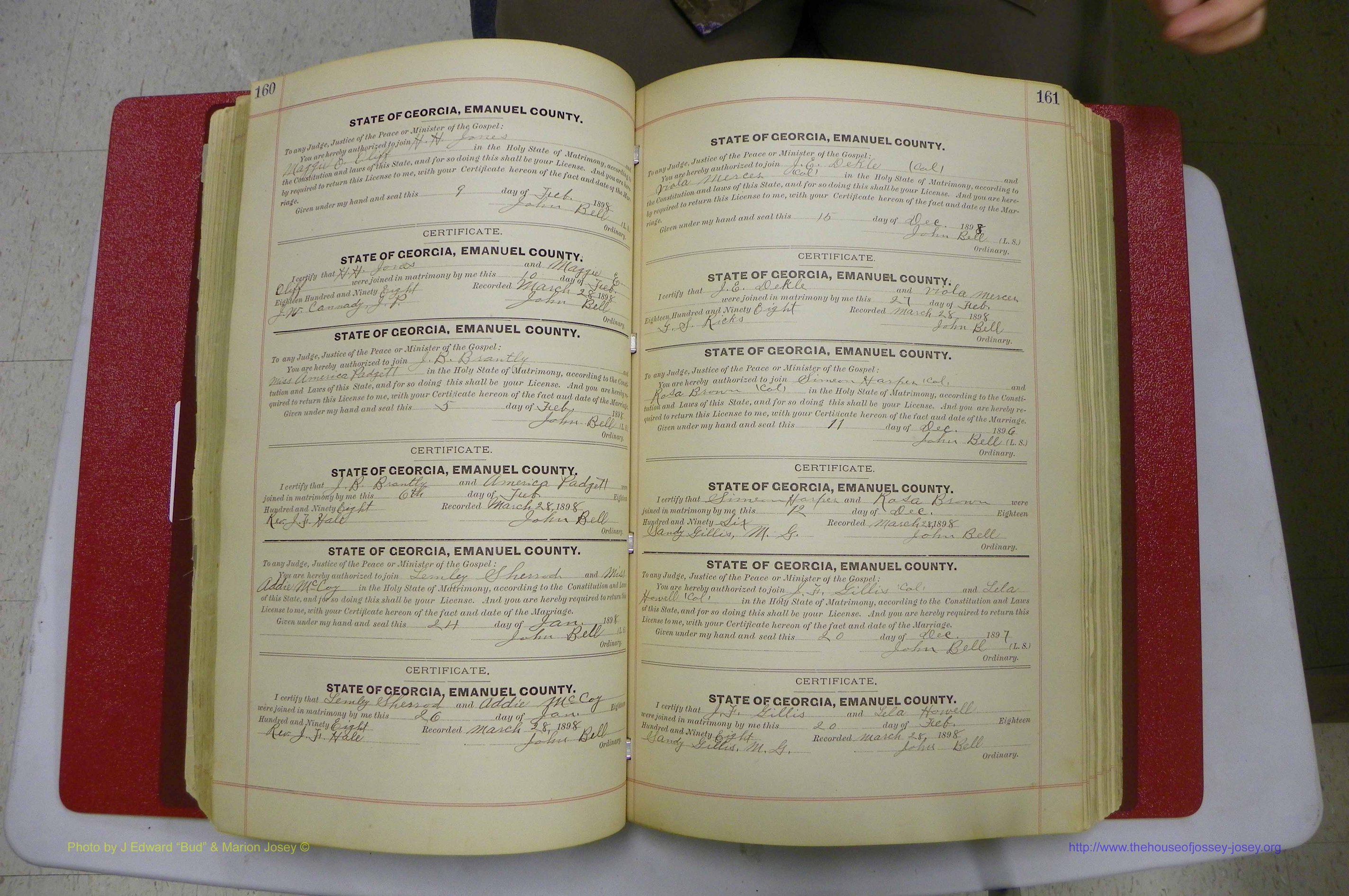Emanuel Co, GA, Marriages Book C, 1896 - 1903, P 160-161.JPG
