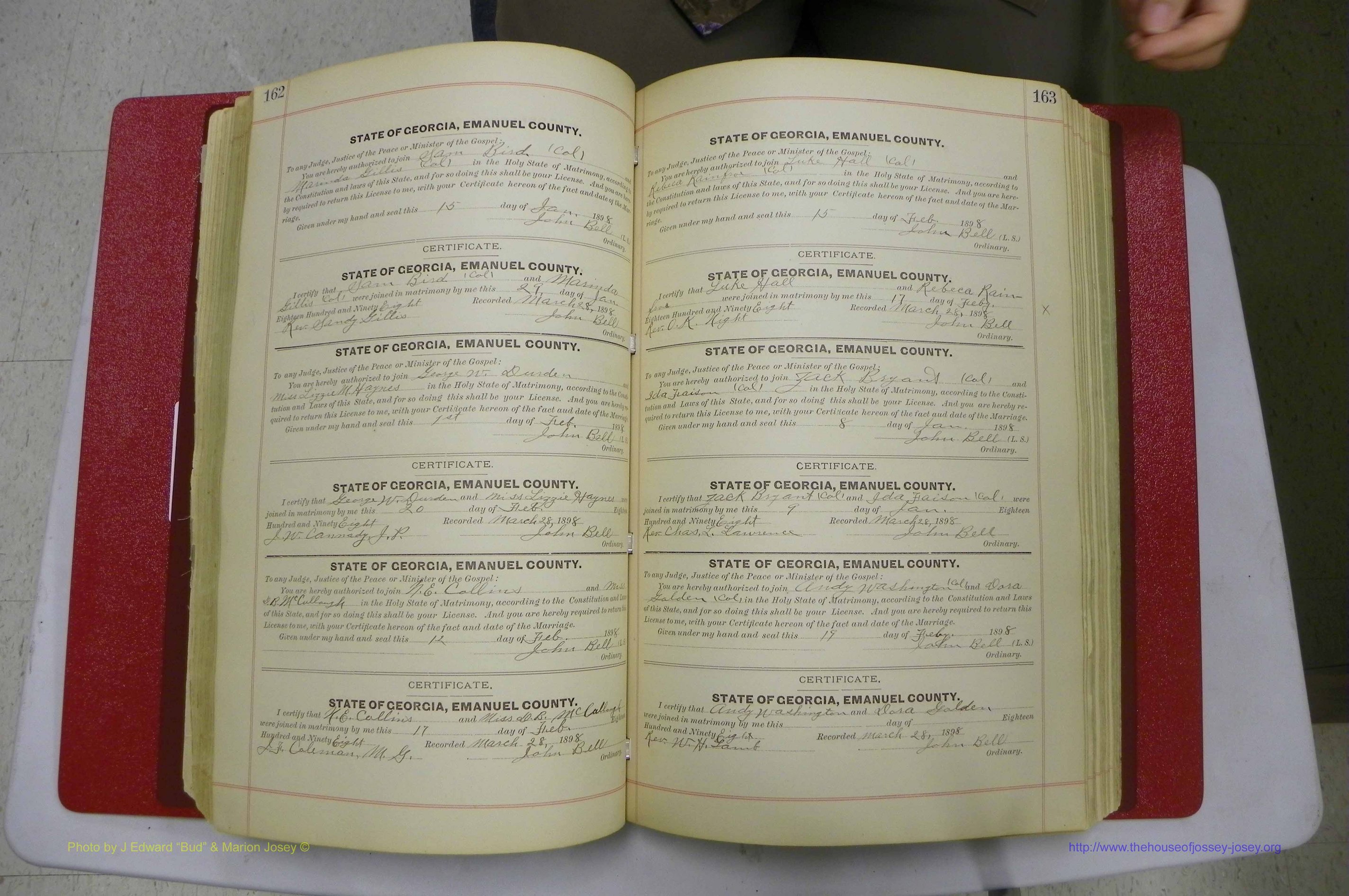 Emanuel Co, GA, Marriages Book C, 1896 - 1903, P 162-163.JPG