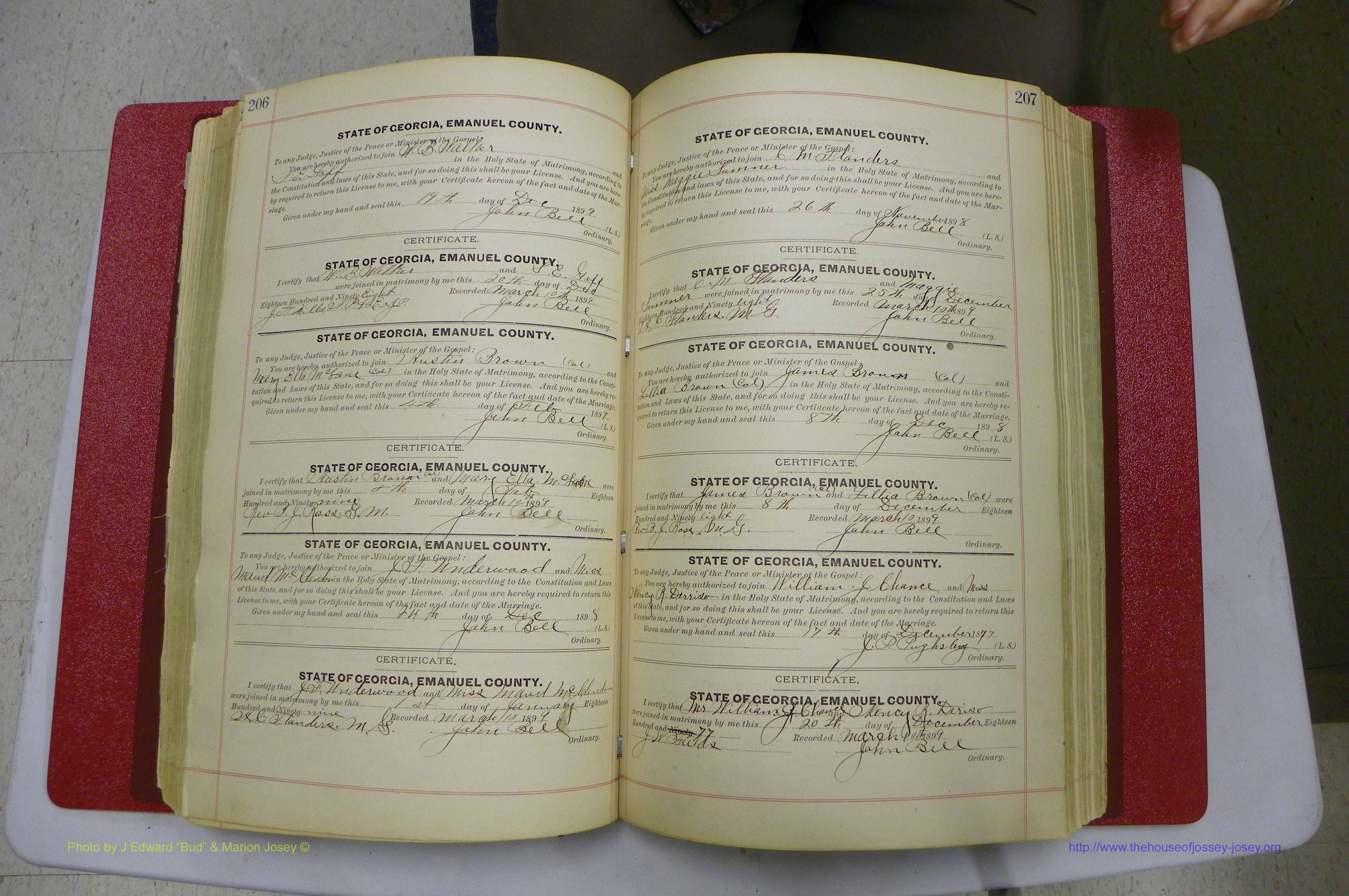 Emanuel Co, GA, Marriages Book C, 1896 - 1903, P 206-207.JPG