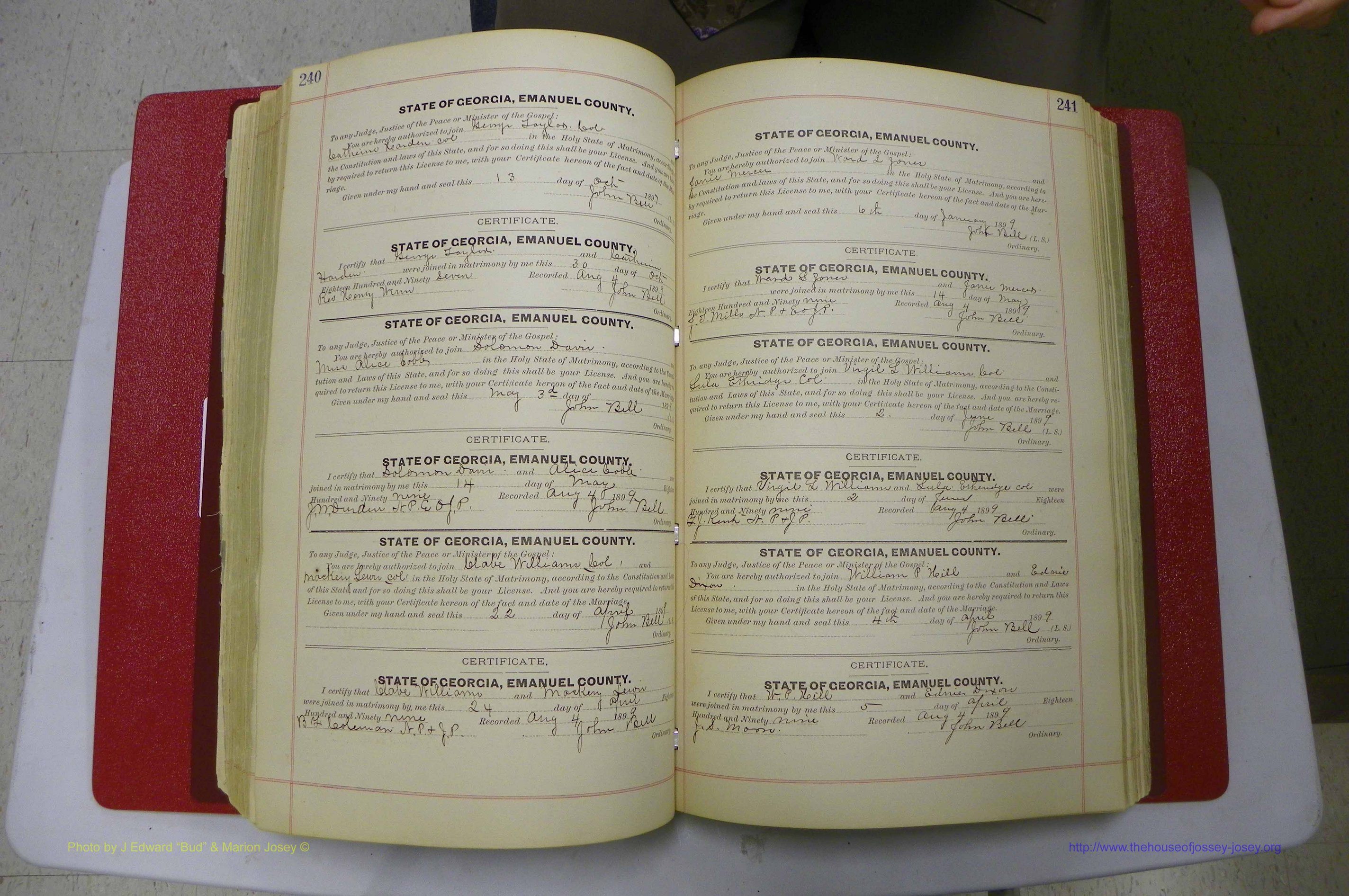 Emanuel Co, GA, Marriages Book C, 1896 - 1903, P 240-241.JPG