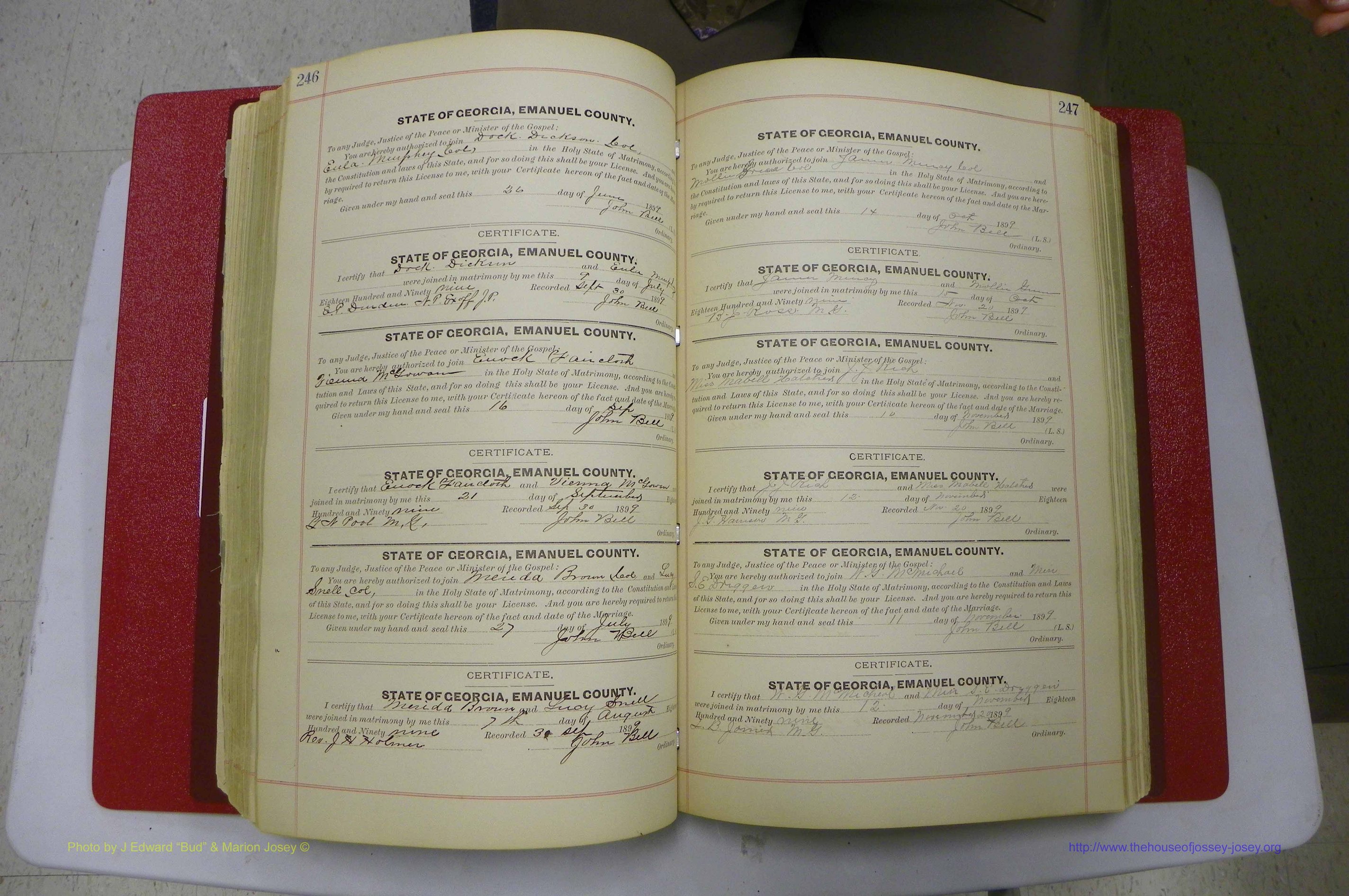 Emanuel Co, GA, Marriages Book C, 1896 - 1903, P 246-247.JPG