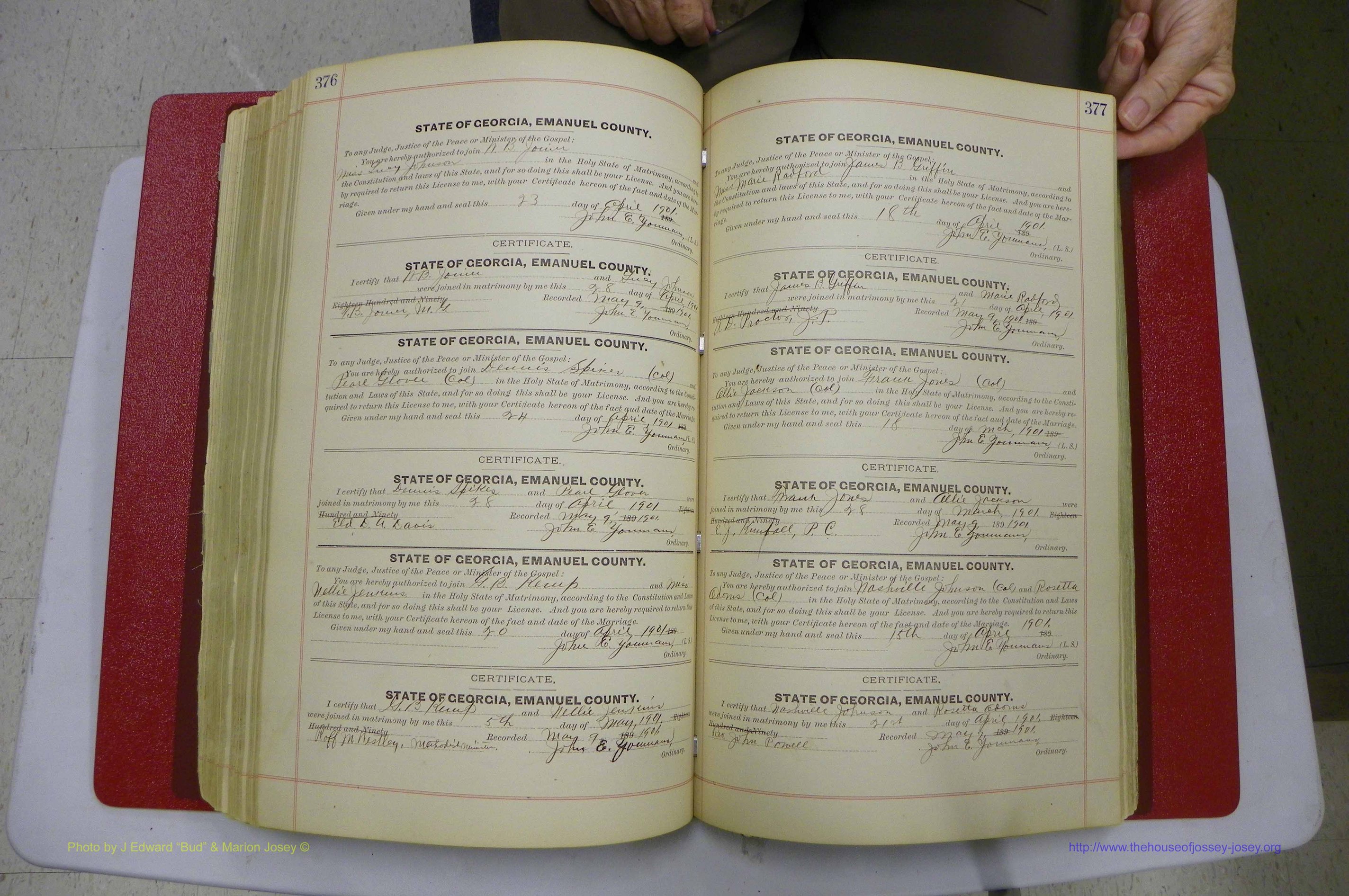 Emanuel Co, GA, Marriages Book C, 1896 - 1903, P 376-377.JPG
