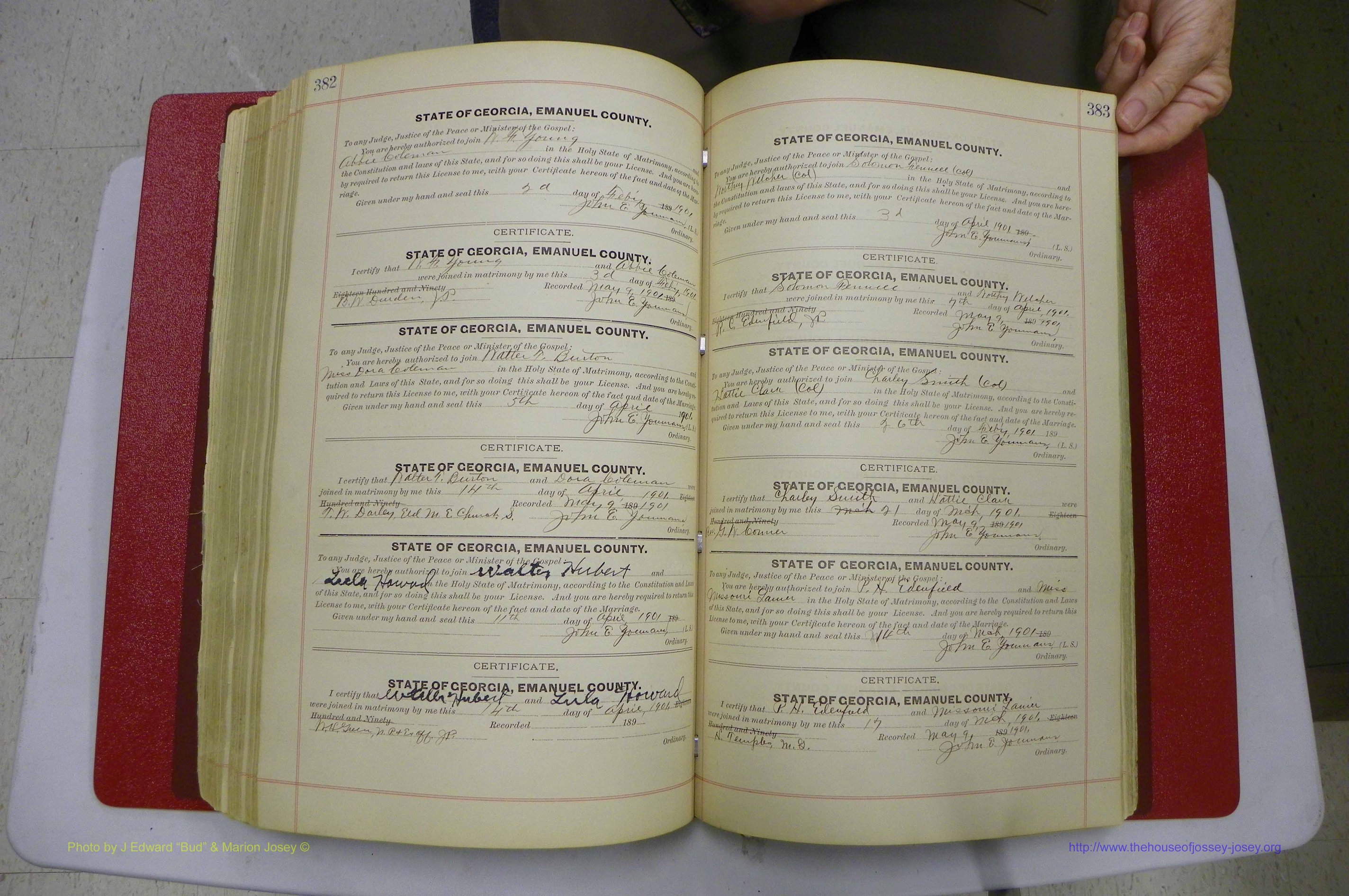 Emanuel Co, GA, Marriages Book C, 1896 - 1903, P 382-383.JPG