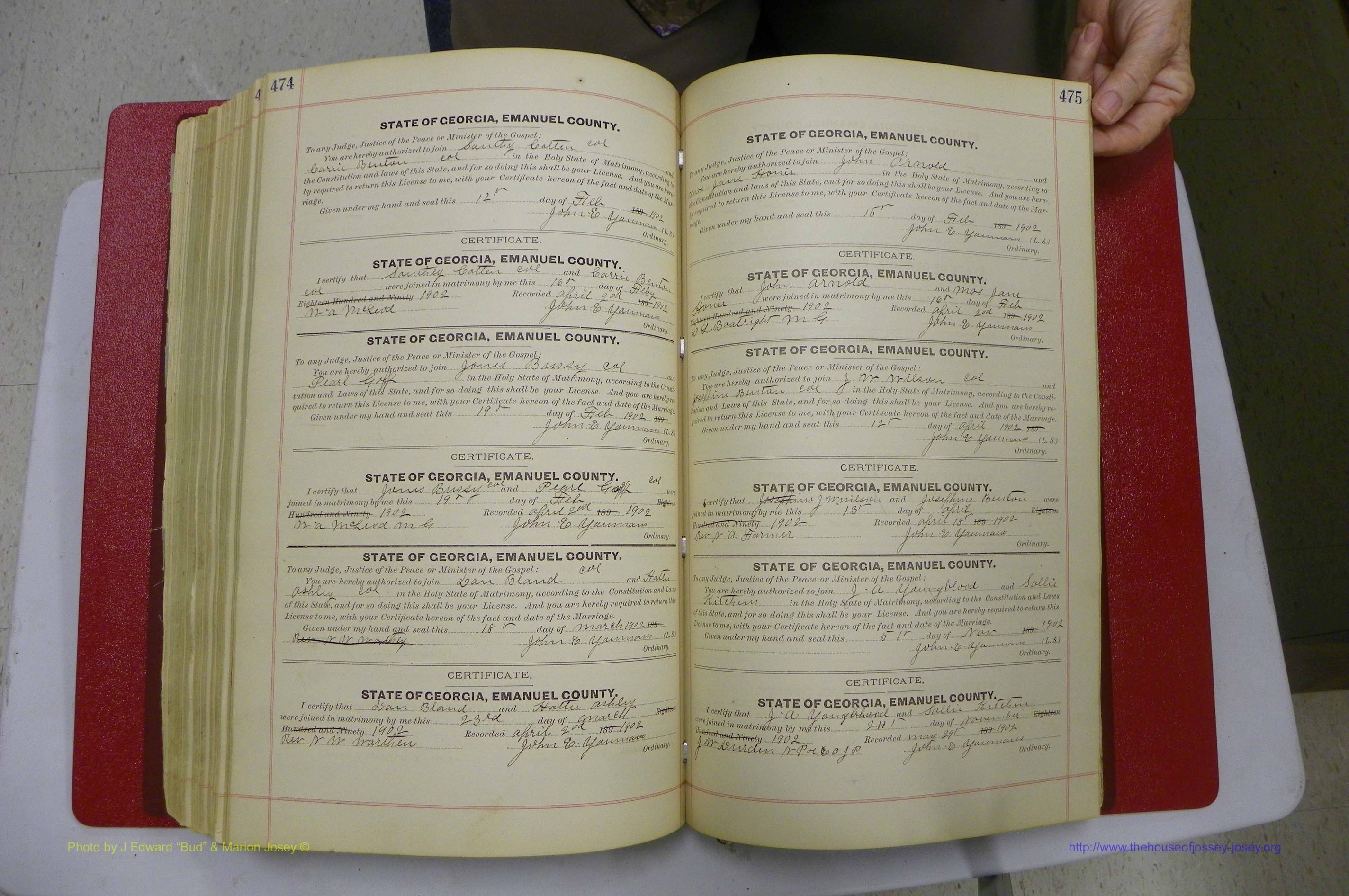Emanuel Co, GA, Marriages Book C, 1896 - 1903, P 474-475.JPG