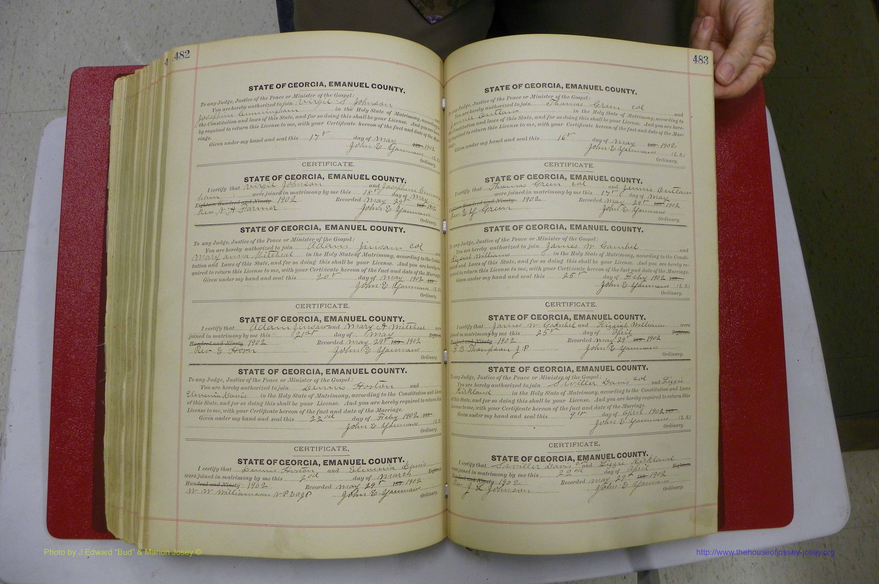 Emanuel Co, GA, Marriages Book C, 1896 - 1903, P 482-483.JPG