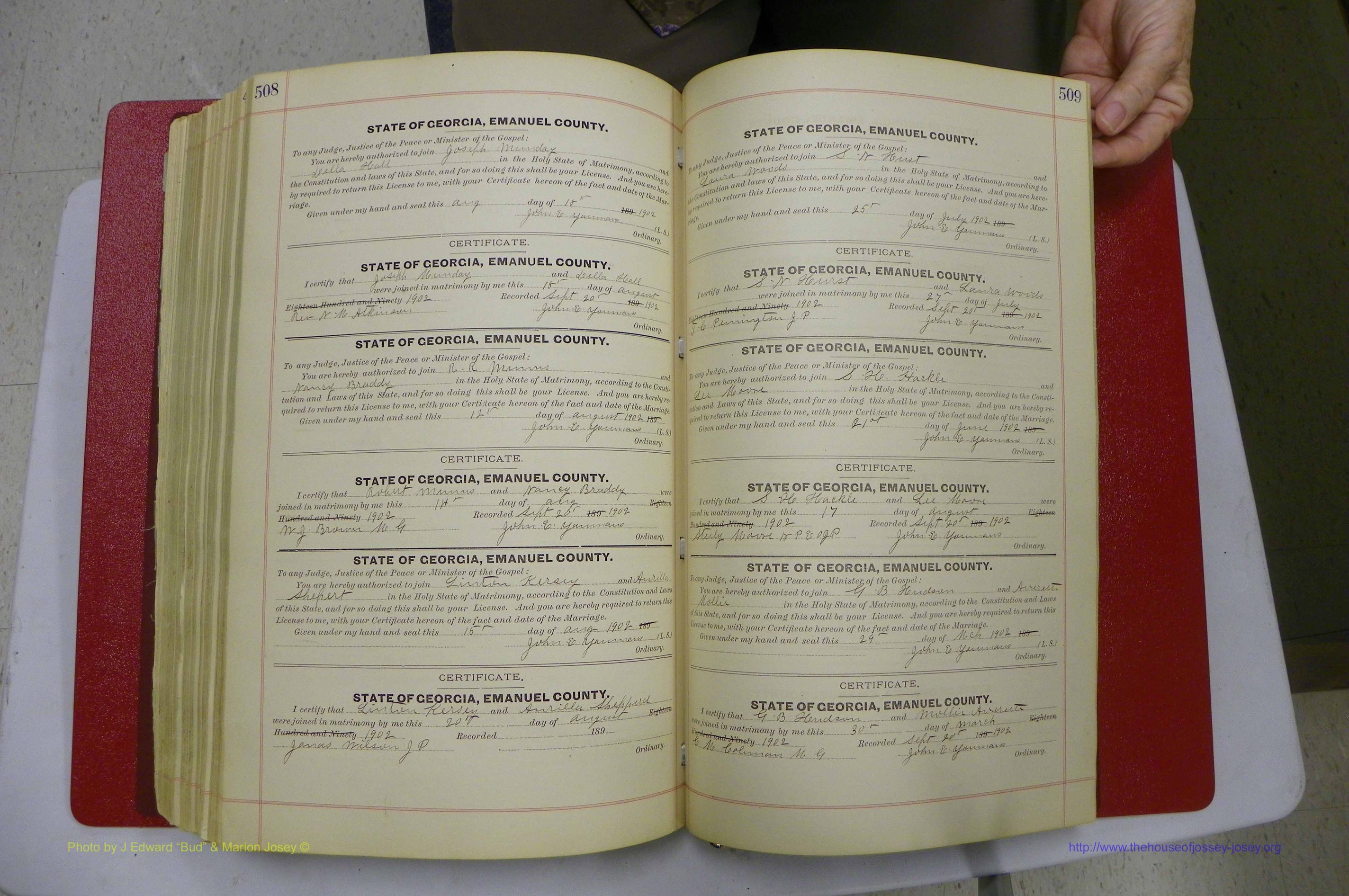 Emanuel Co, GA, Marriages Book C, 1896 - 1903, P 508-509.JPG