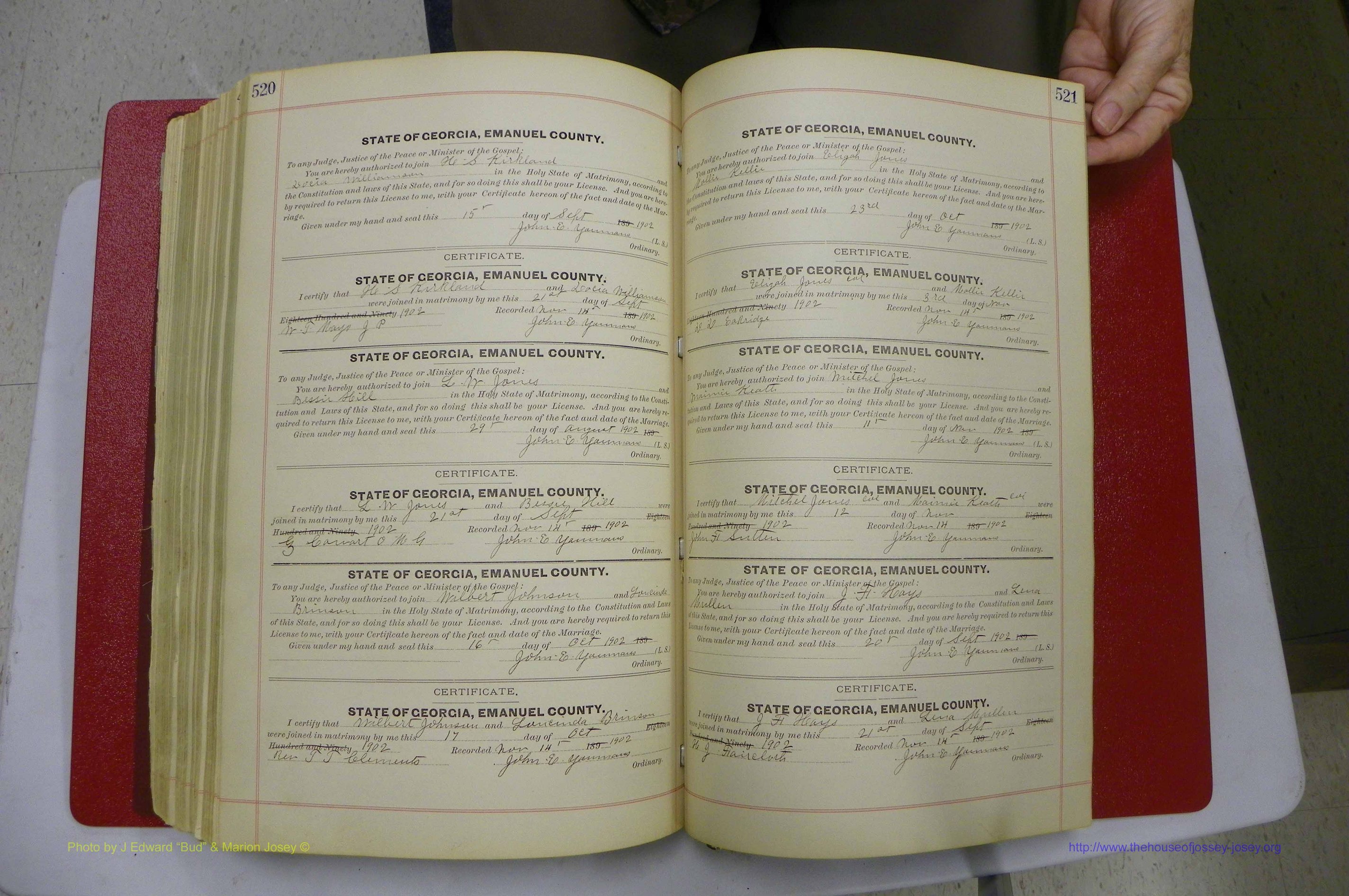 Emanuel Co, GA, Marriages Book C, 1896 - 1903, P 520-521.JPG