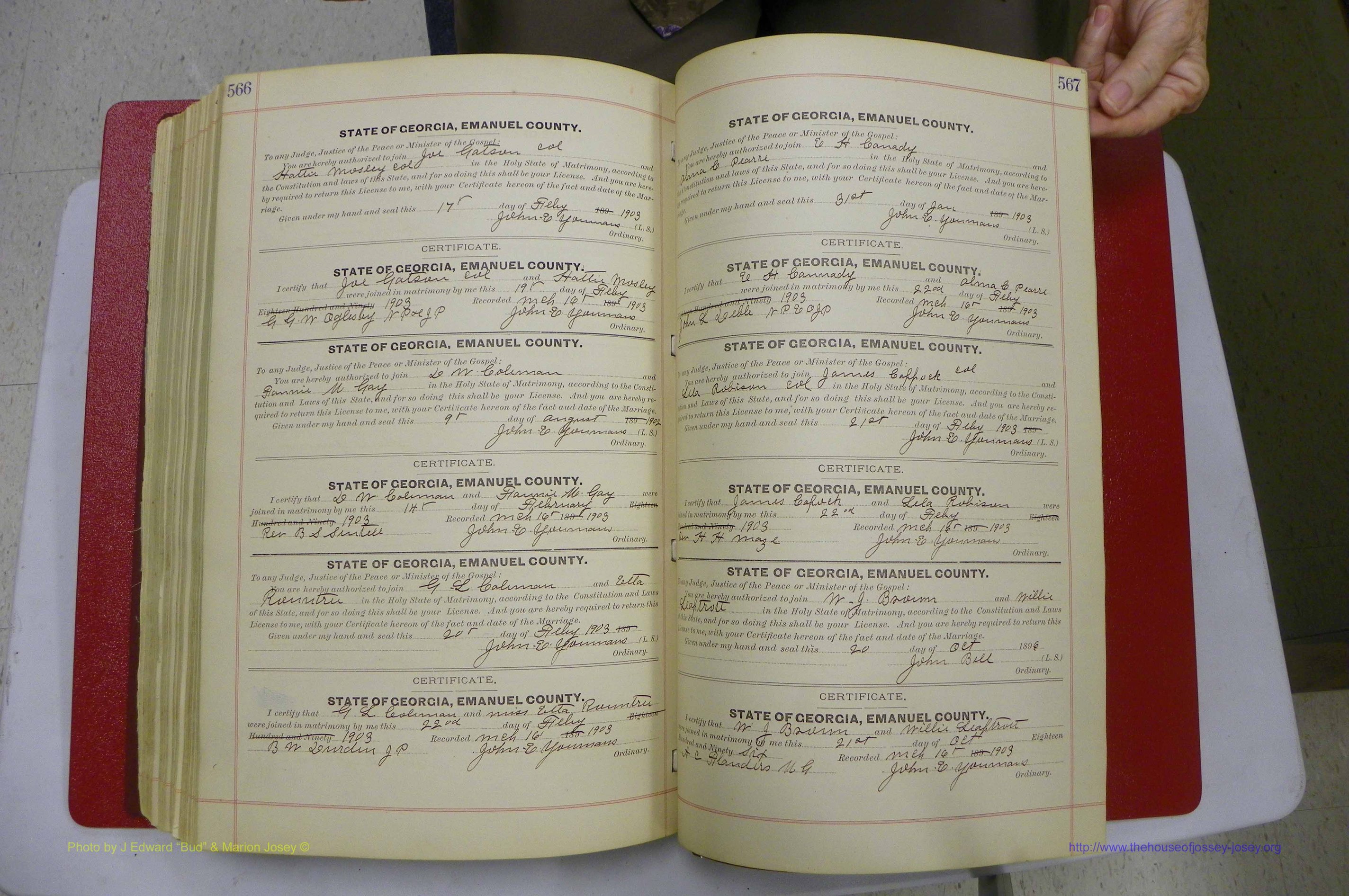 Emanuel Co, GA, Marriages Book C, 1896 - 1903, P 566-567.JPG