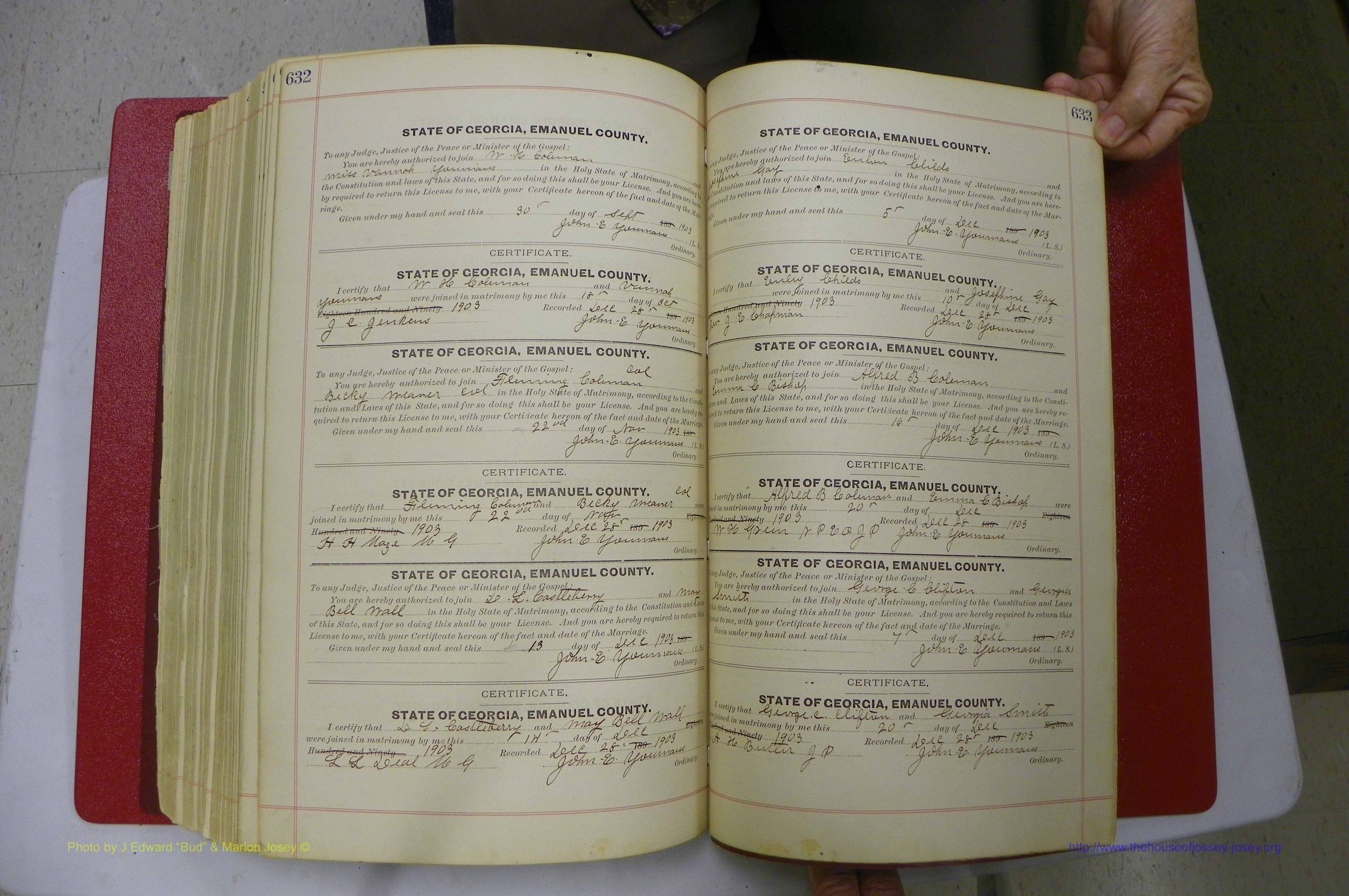 Emanuel Co, GA, Marriages Book C, 1896 - 1903, P 632-633.JPG