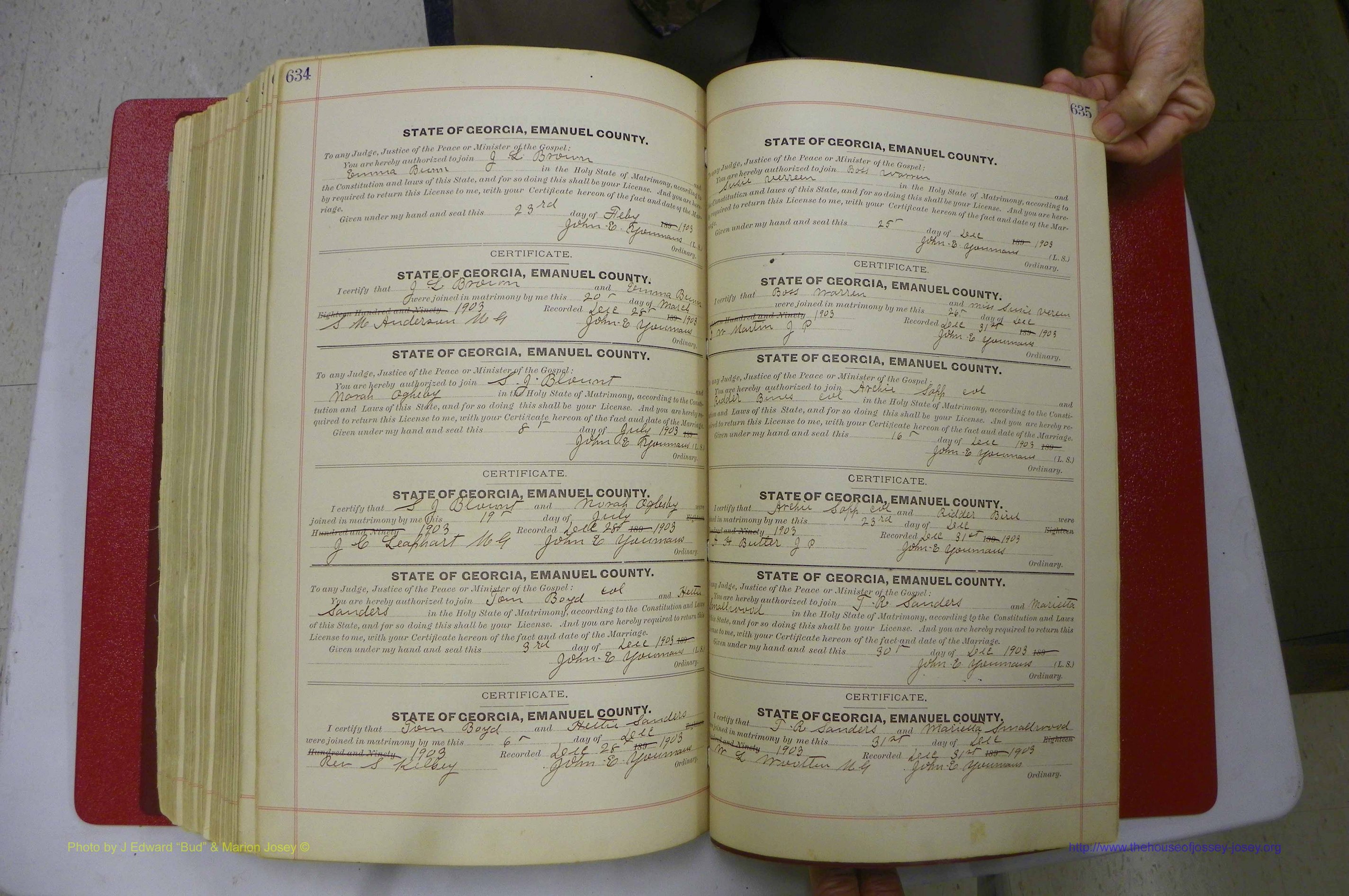 Emanuel Co, GA, Marriages Book C, 1896 - 1903, P 634-635.JPG