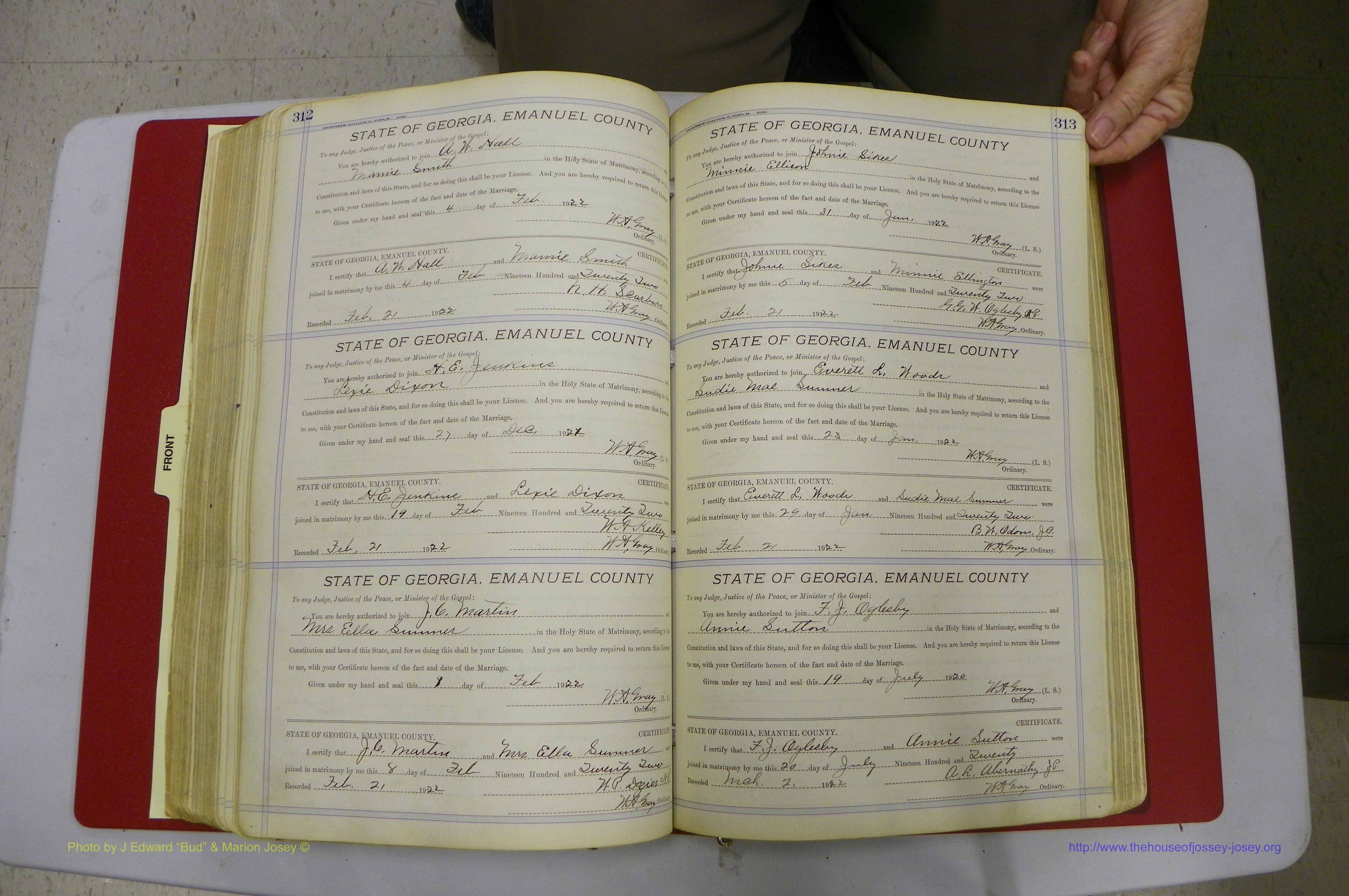 Emanuel Co, GA, Marriages Book E, 1915 - 1928, P 312-313.JPG