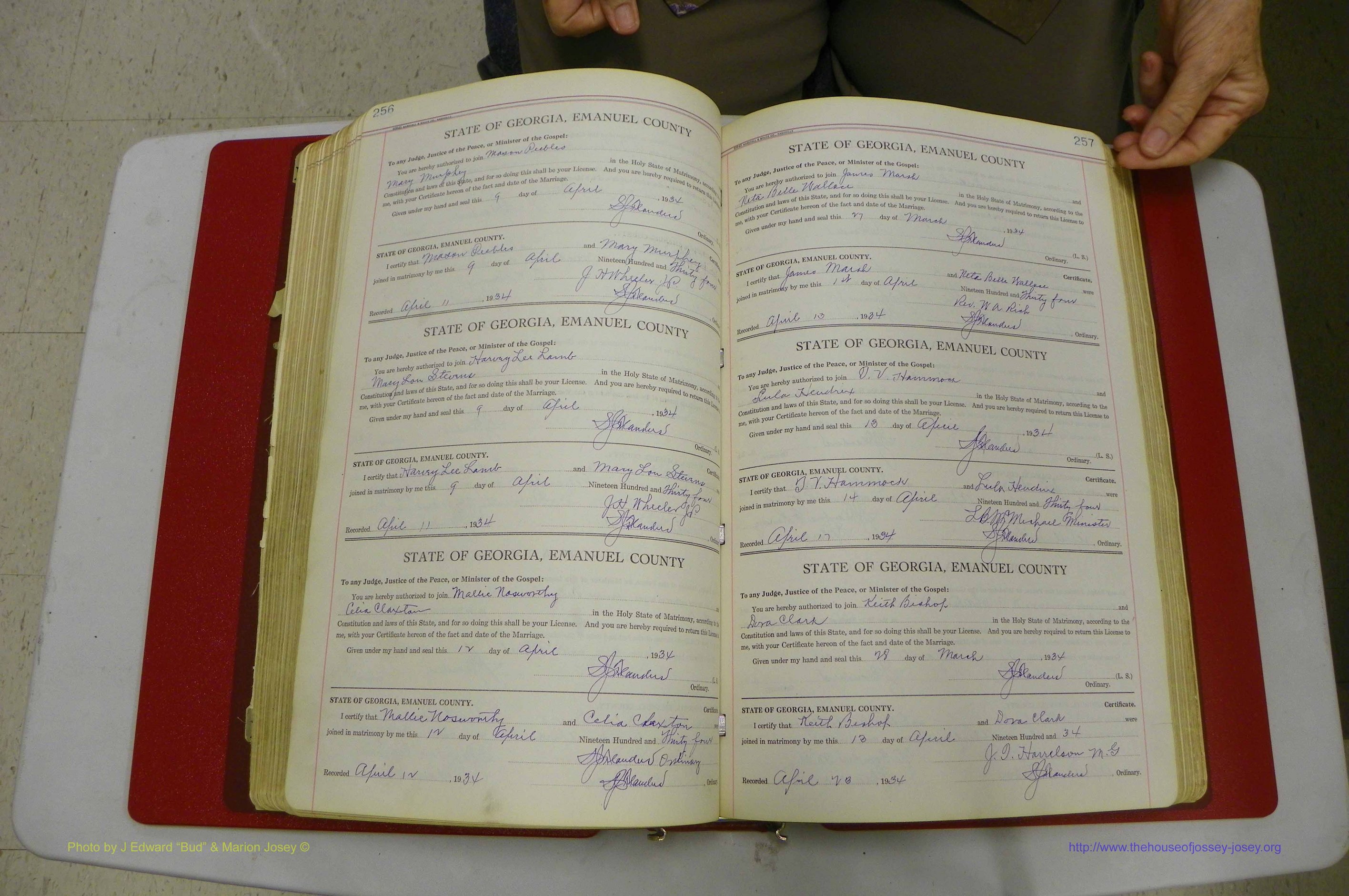 Emanuel Co, GA, Marriages Book G, 1928 - 1940, White, P  256-257.JPG