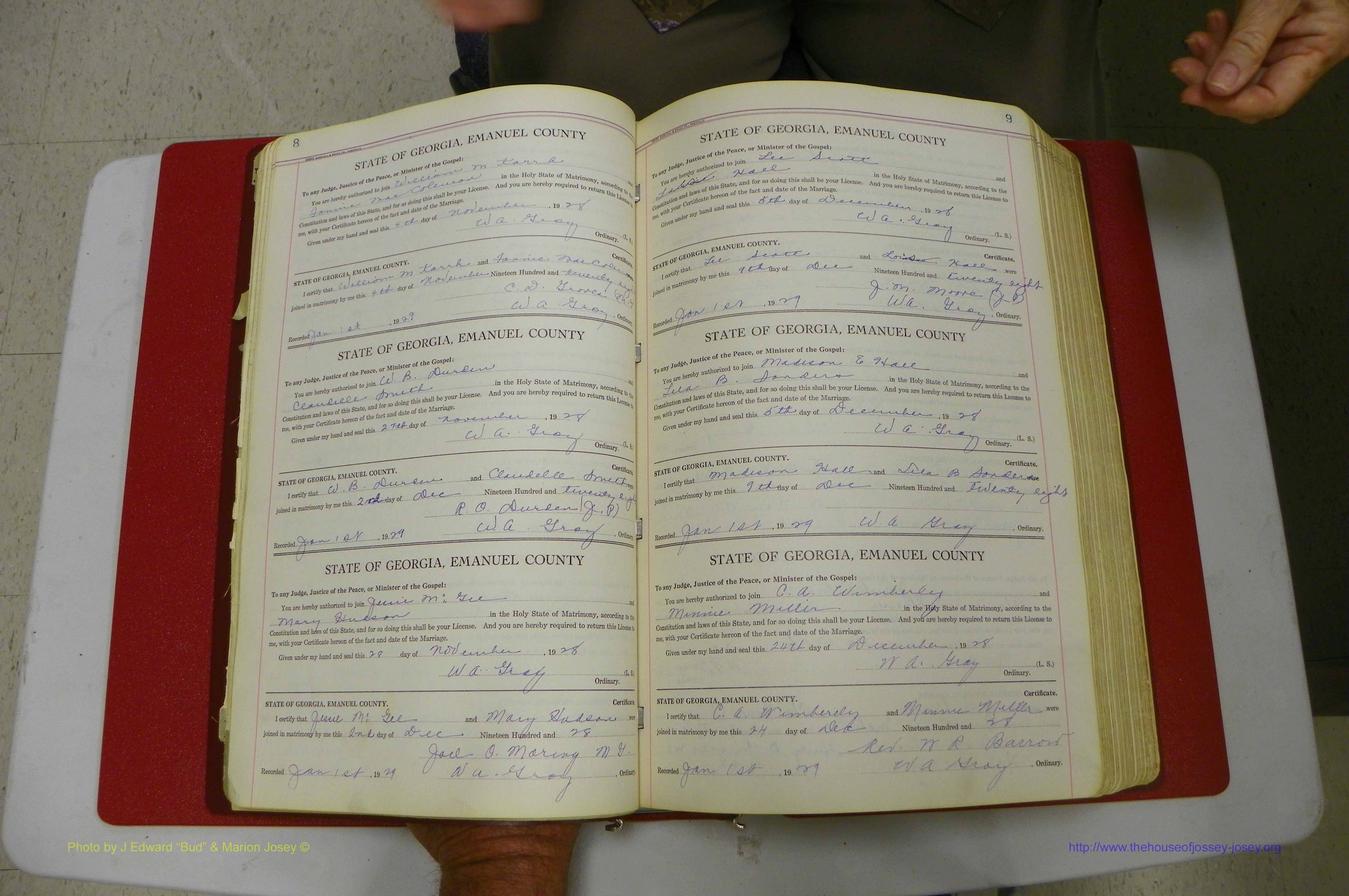 Emanuel Co, GA, Marriages Book G, 1928 - 1940, White, P 008-009.JPG