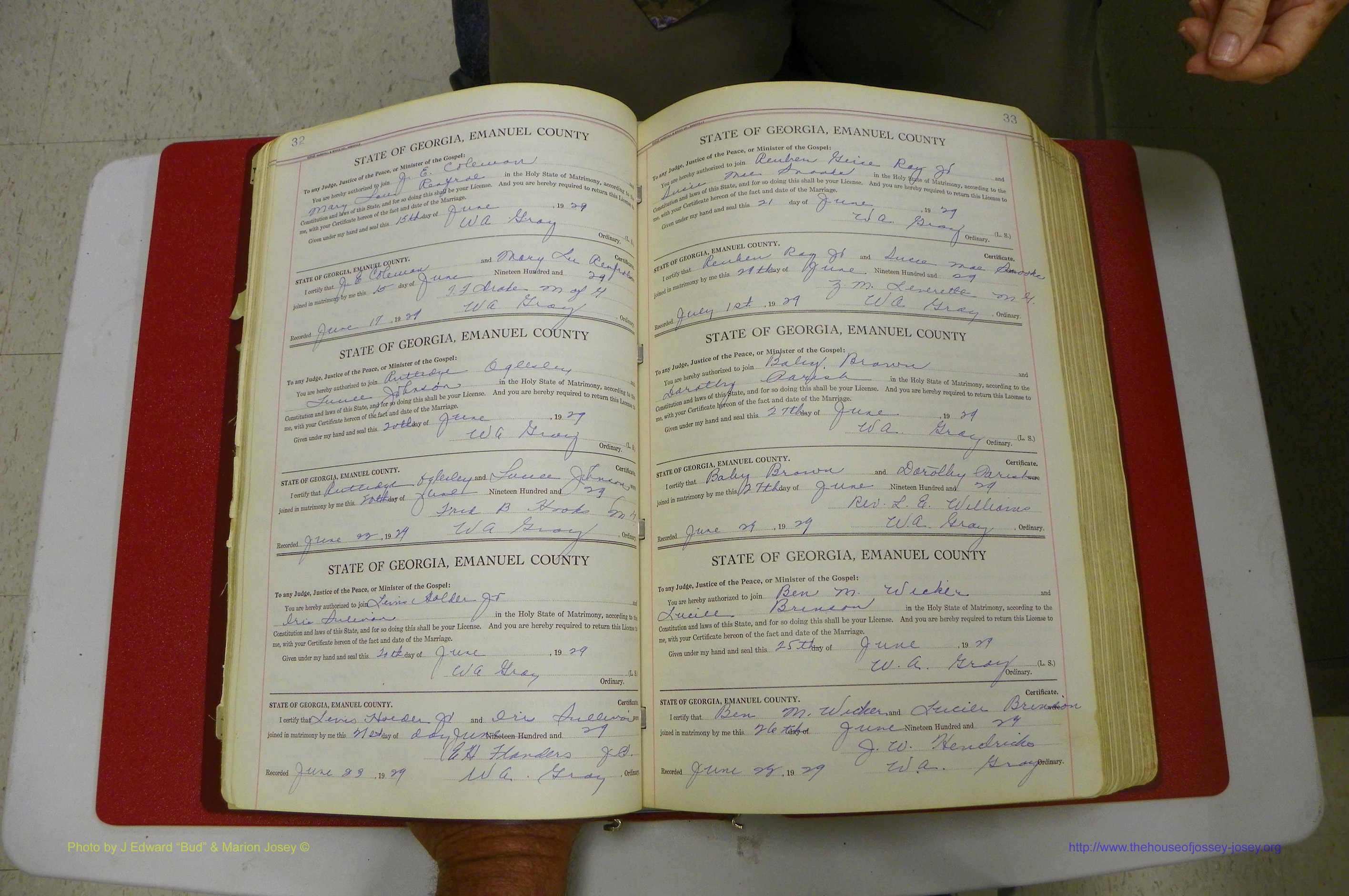 Emanuel Co, GA, Marriages Book G, 1928 - 1940, White, P 032-033.JPG
