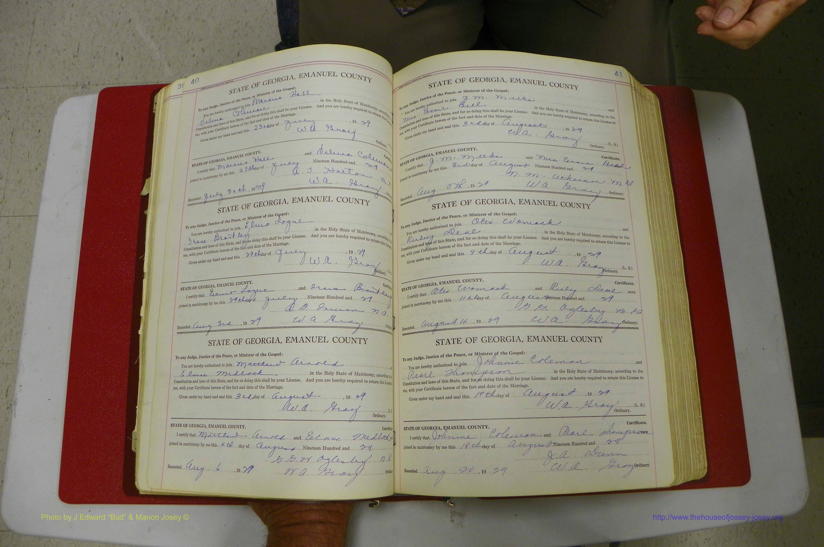 Emanuel Co, GA, Marriages Book G, 1928 - 1940, White, P 040-041.JPG
