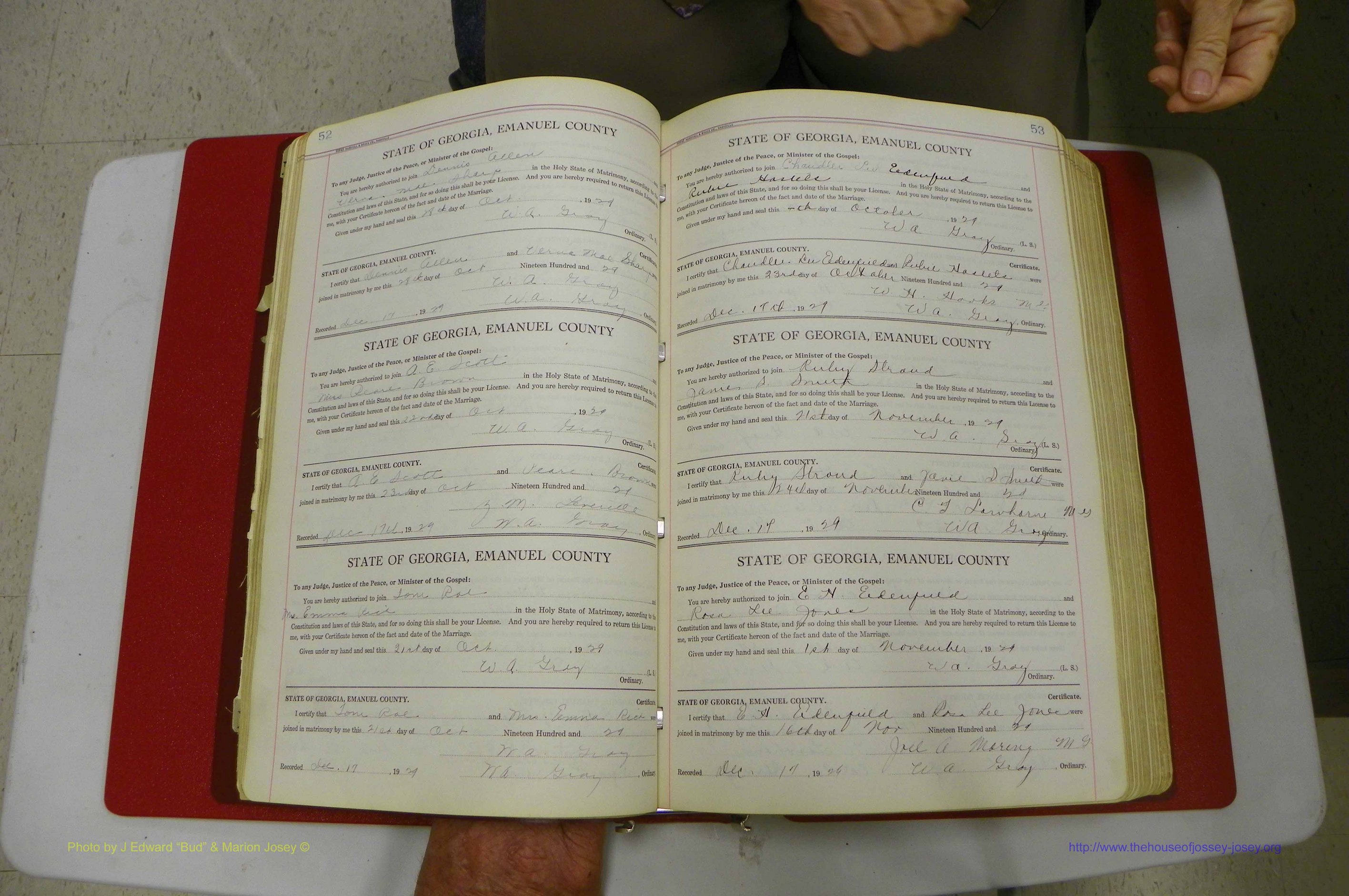 Emanuel Co, GA, Marriages Book G, 1928 - 1940, White, P 052-053.JPG