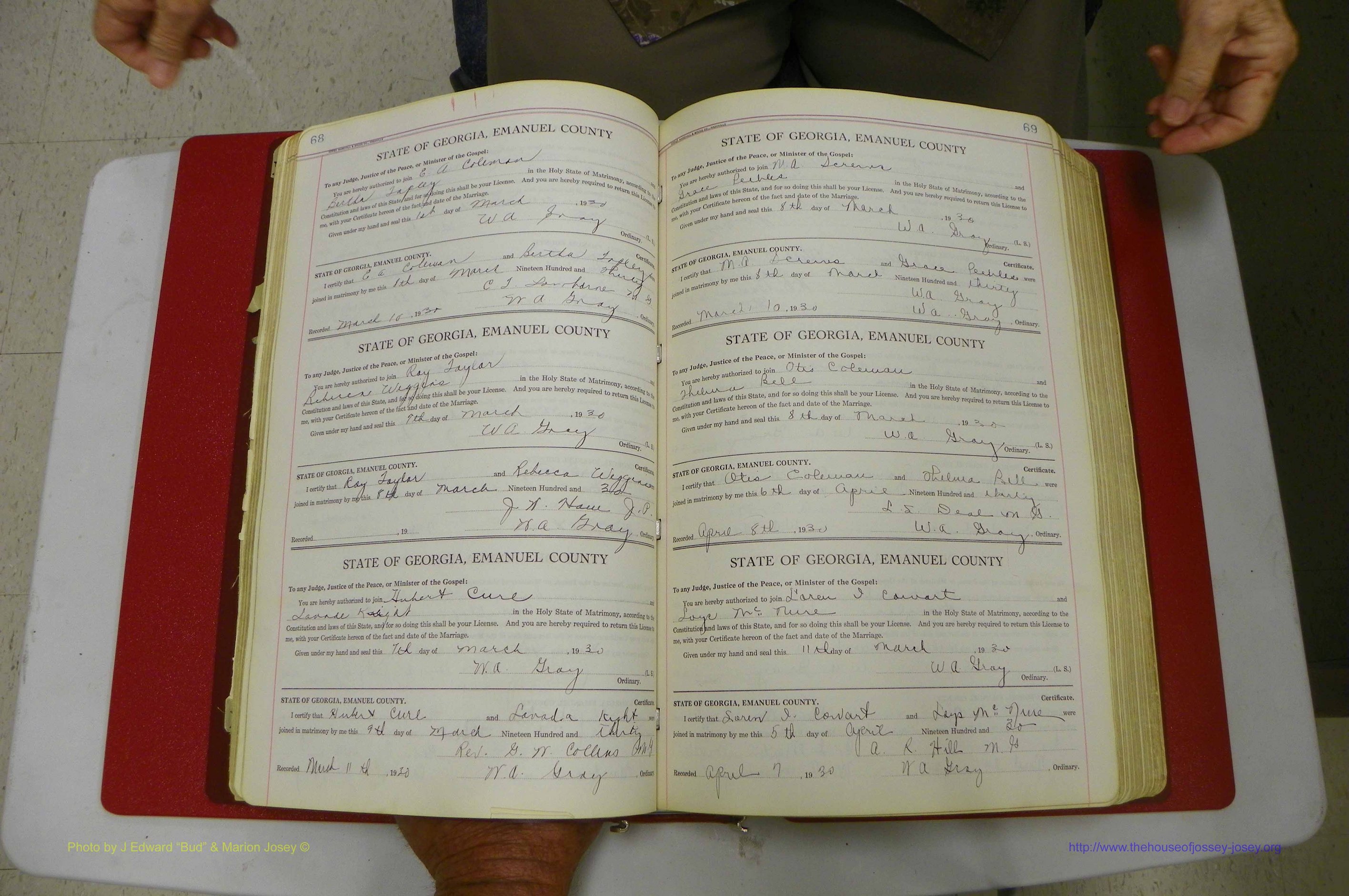 Emanuel Co, GA, Marriages Book G, 1928 - 1940, White, P 068-069.JPG
