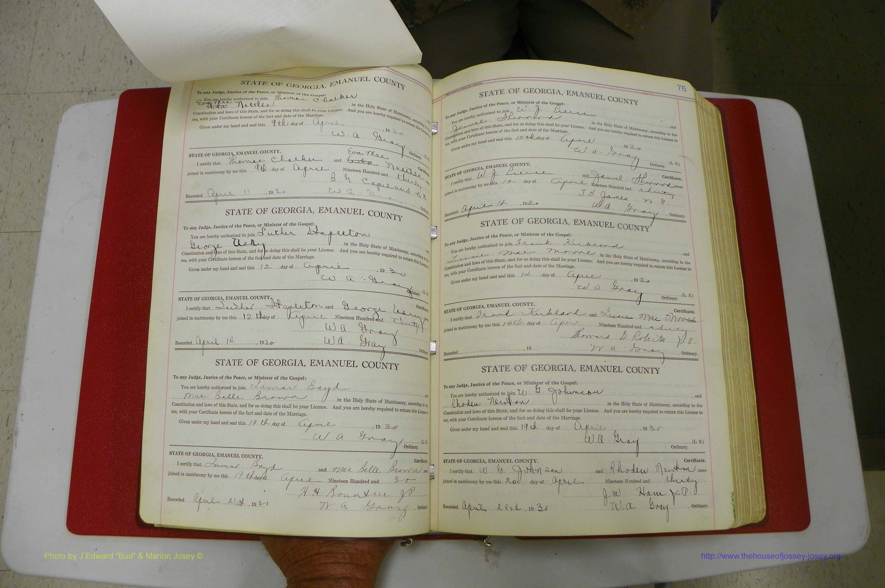 Emanuel Co, GA, Marriages Book G, 1928 - 1940, White, P 074-075.JPG