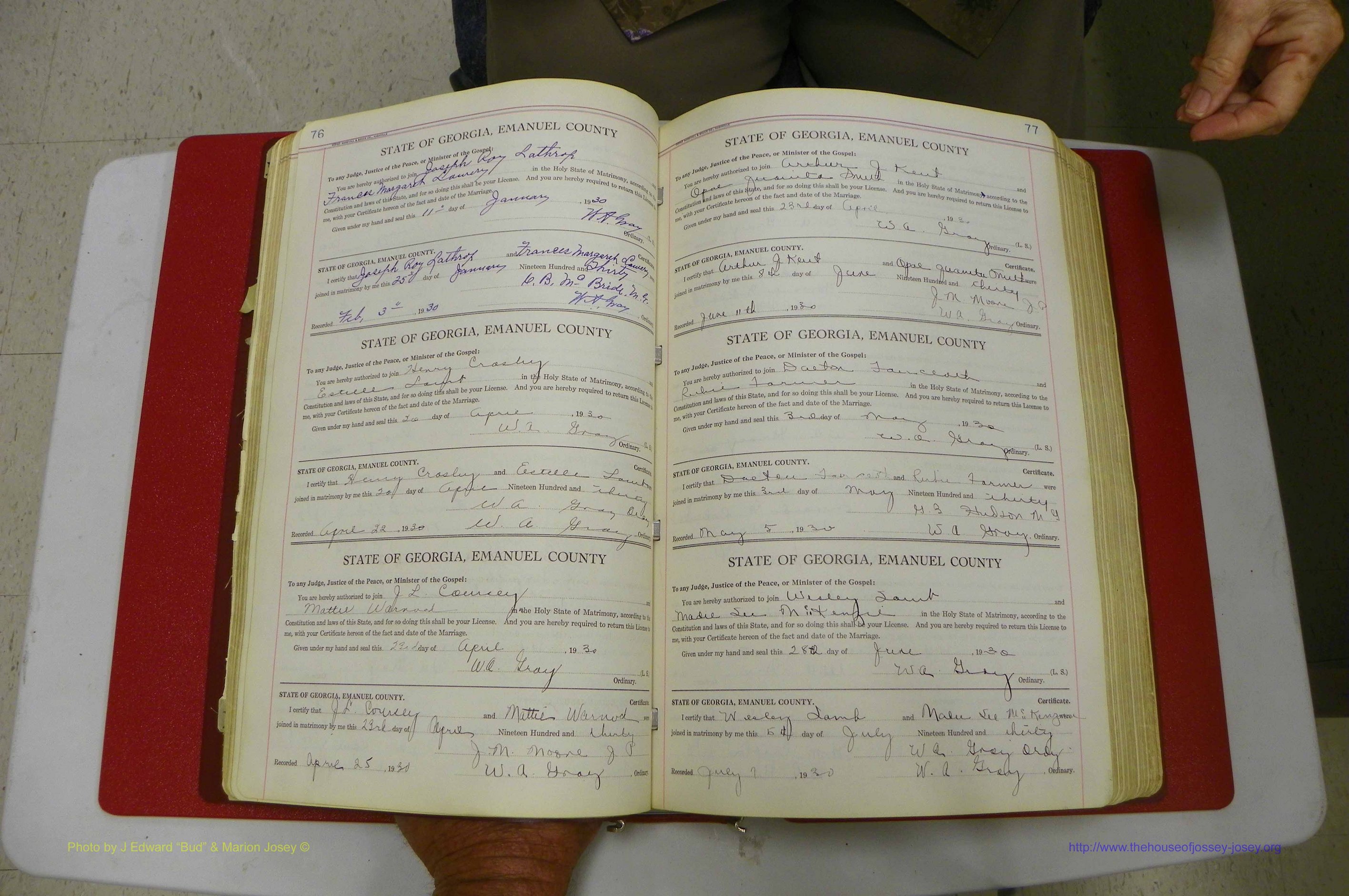Emanuel Co, GA, Marriages Book G, 1928 - 1940, White, P 076-077.JPG