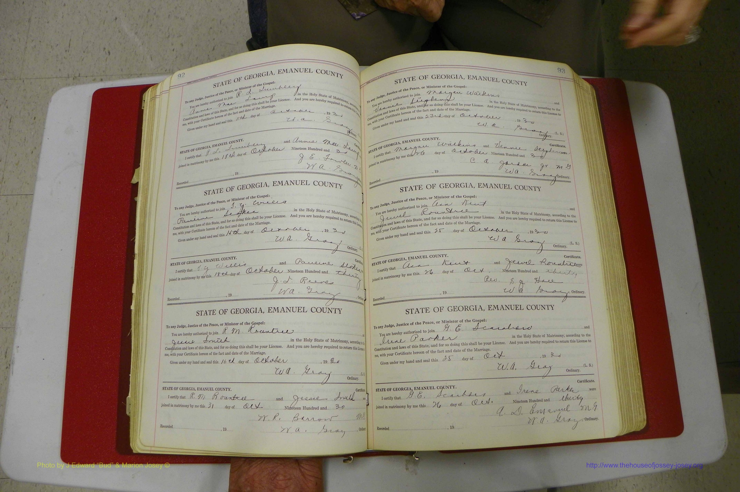 Emanuel Co, GA, Marriages Book G, 1928 - 1940, White, P 092-093.JPG