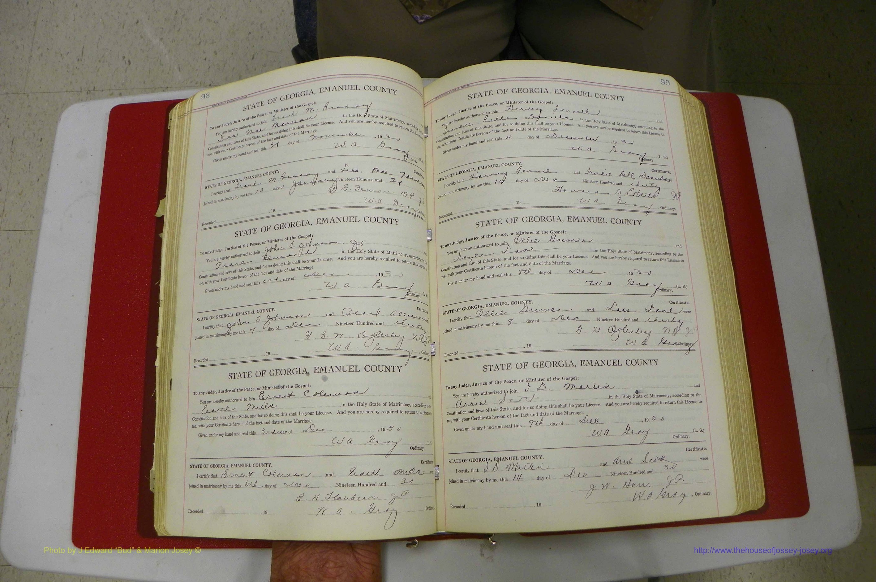 Emanuel Co, GA, Marriages Book G, 1928 - 1940, White, P 098-099.JPG