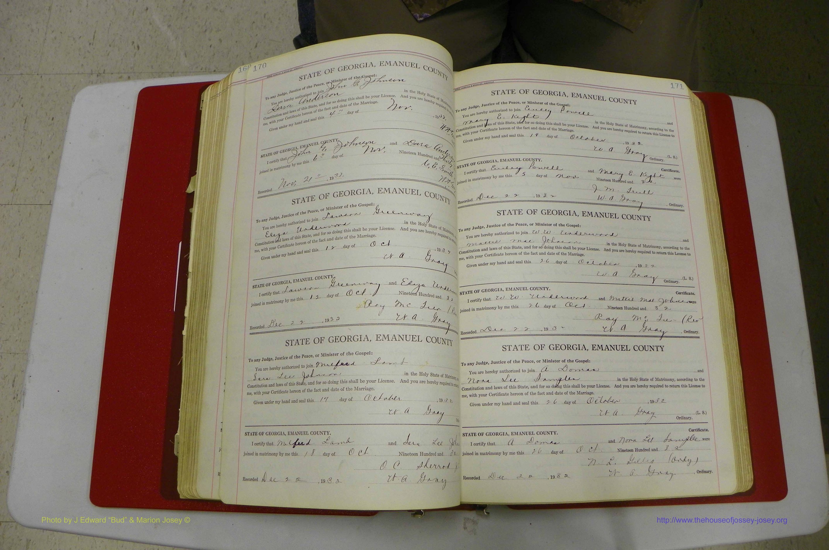 Emanuel Co, GA, Marriages Book G, 1928 - 1940, White, P 170-171.JPG