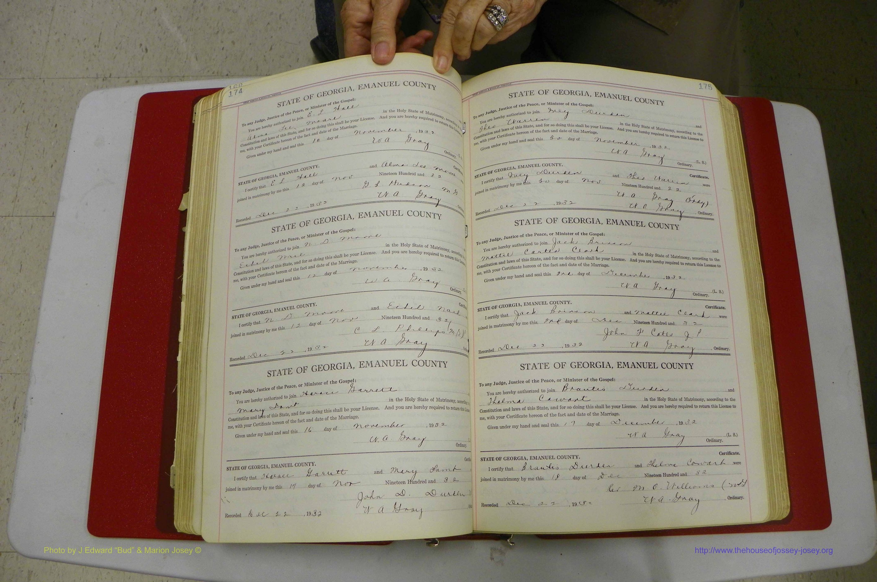 Emanuel Co, GA, Marriages Book G, 1928 - 1940, White, P 174-175.JPG