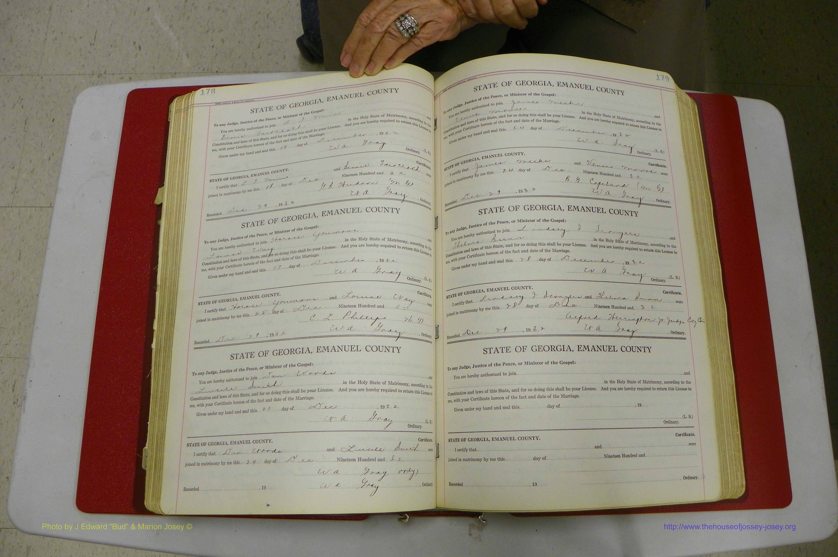 Emanuel Co, GA, Marriages Book G, 1928 - 1940, White, P 178-179.JPG