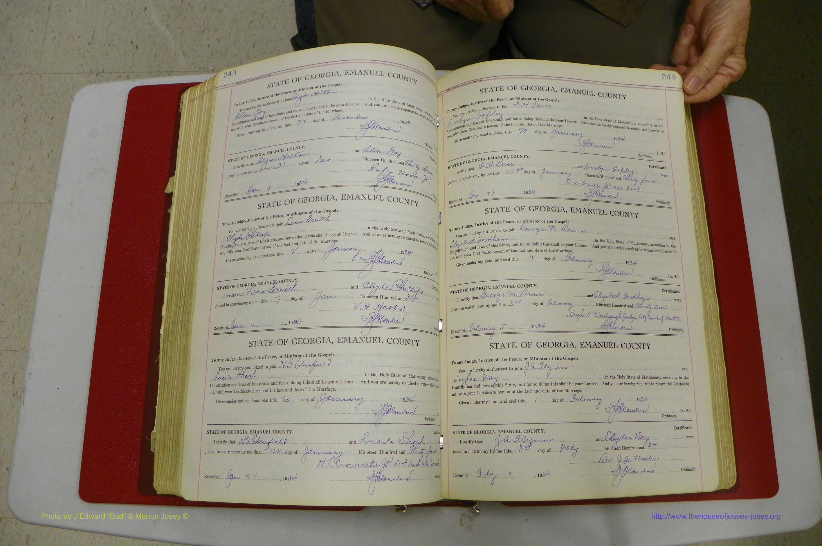 Emanuel Co, GA, Marriages Book G, 1928 - 1940, White, P 248-249.JPG