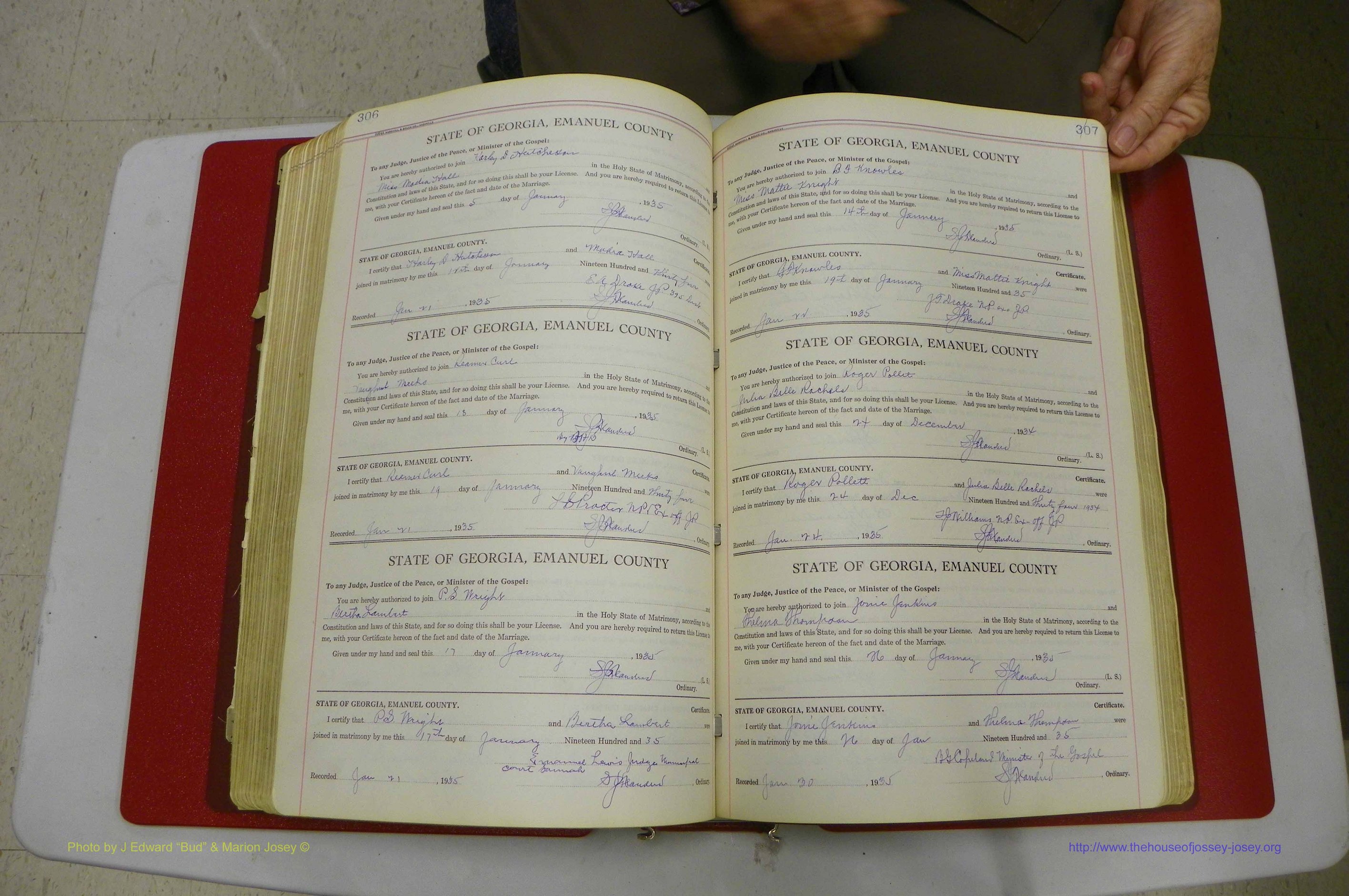 Emanuel Co, GA, Marriages Book G, 1928 - 1940, White, P 306-307.JPG