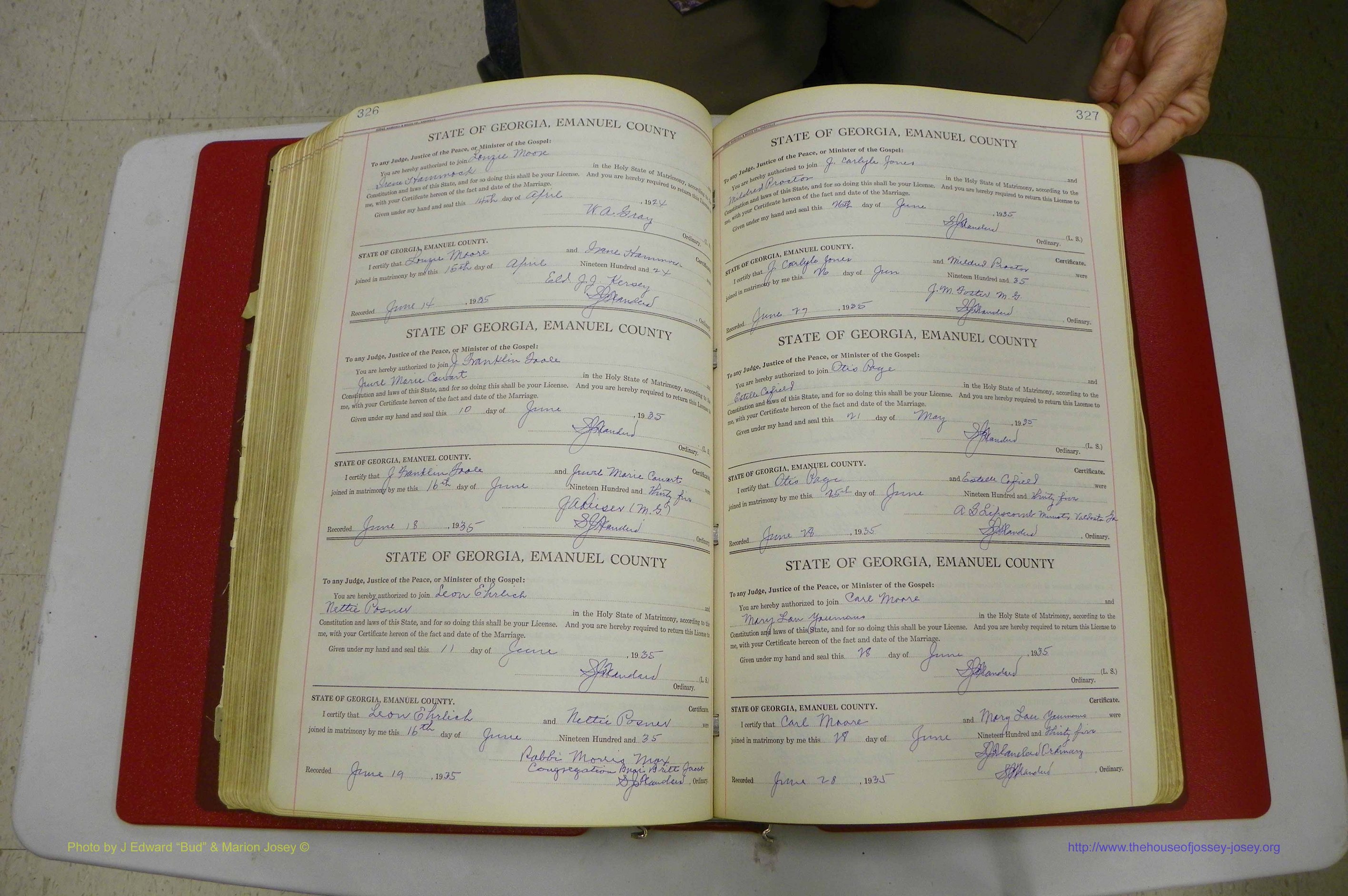 Emanuel Co, GA, Marriages Book G, 1928 - 1940, White, P 326-327.JPG