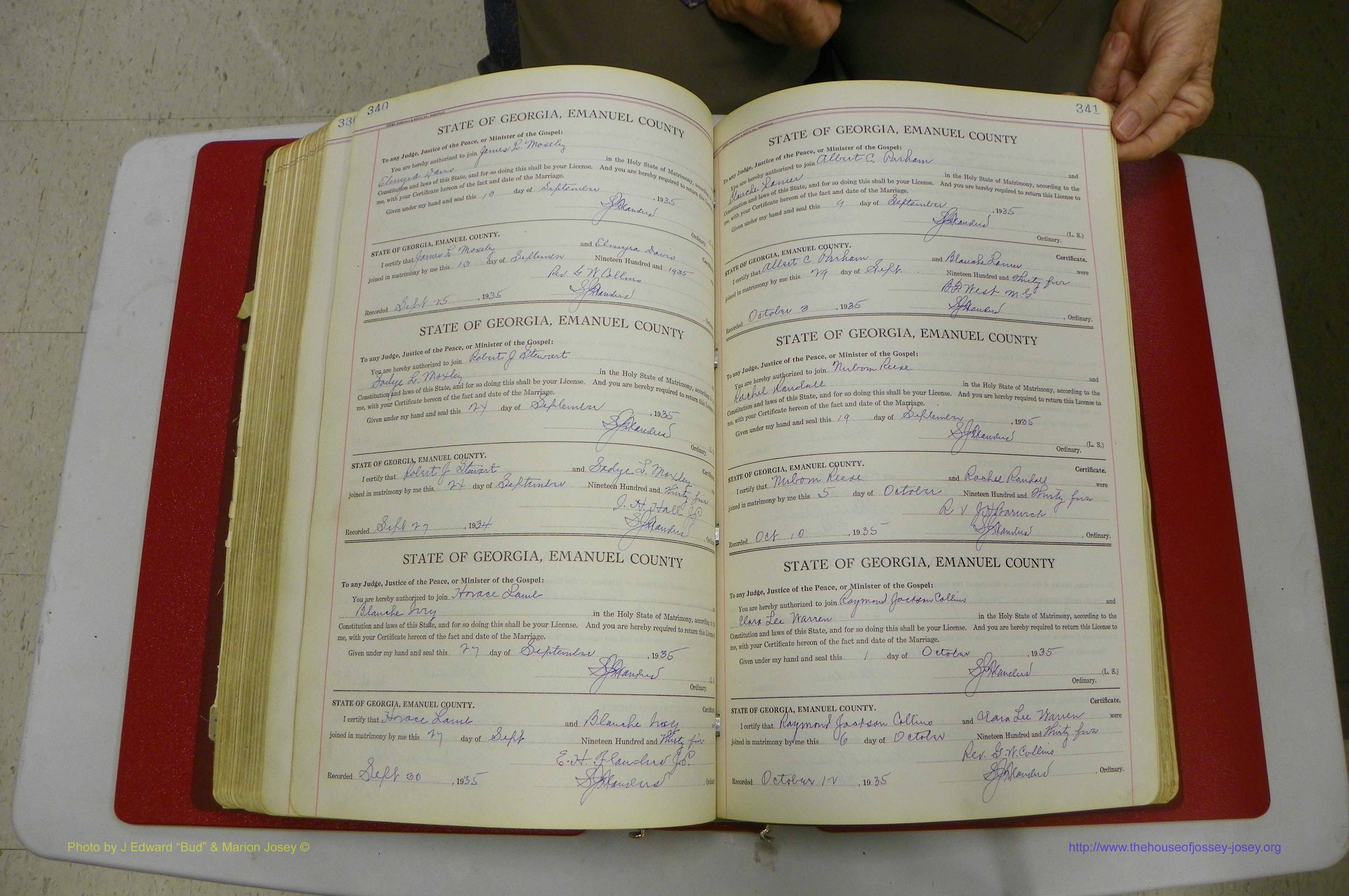 Emanuel Co, GA, Marriages Book G, 1928 - 1940, White, P 340-341.JPG